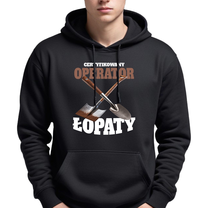 Mikina Černá S Kapucí Jako Dárek Certifikovaný Operátor Lopaty M