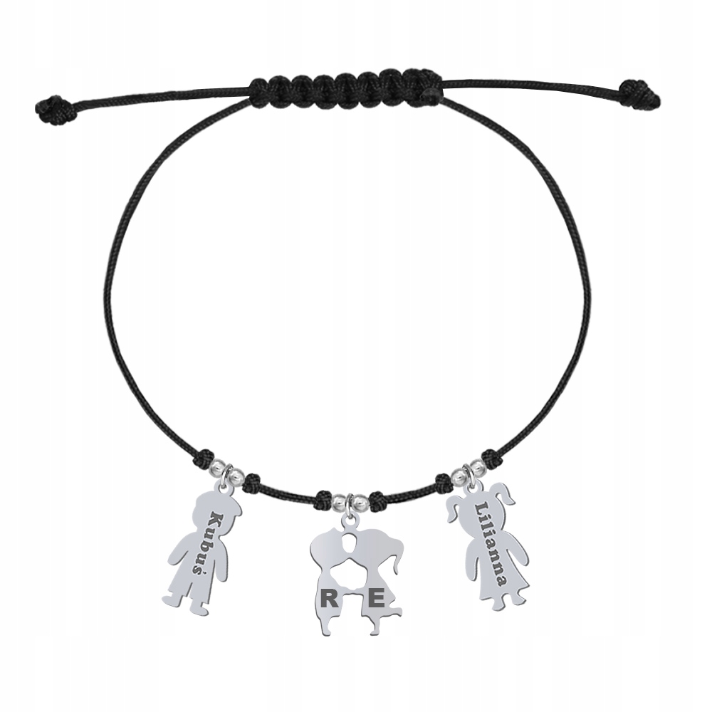 Stříbrný náramek s jmény dětí Dárek 925 Gravírování Přání Bonus