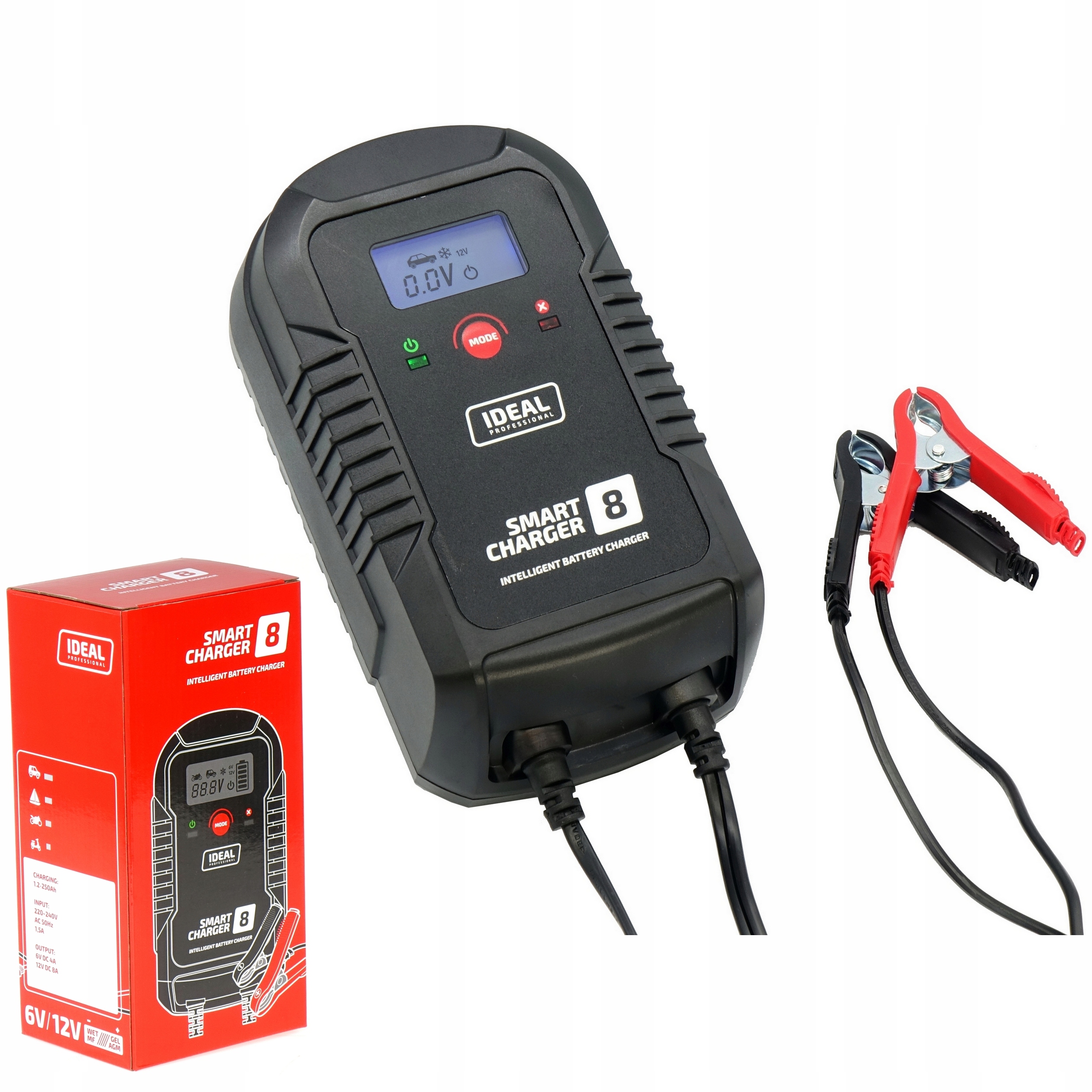 Automatický usmerňovač Smart Charger LCD 8 6/12V 8A Agm Gel Efb Wet Mf