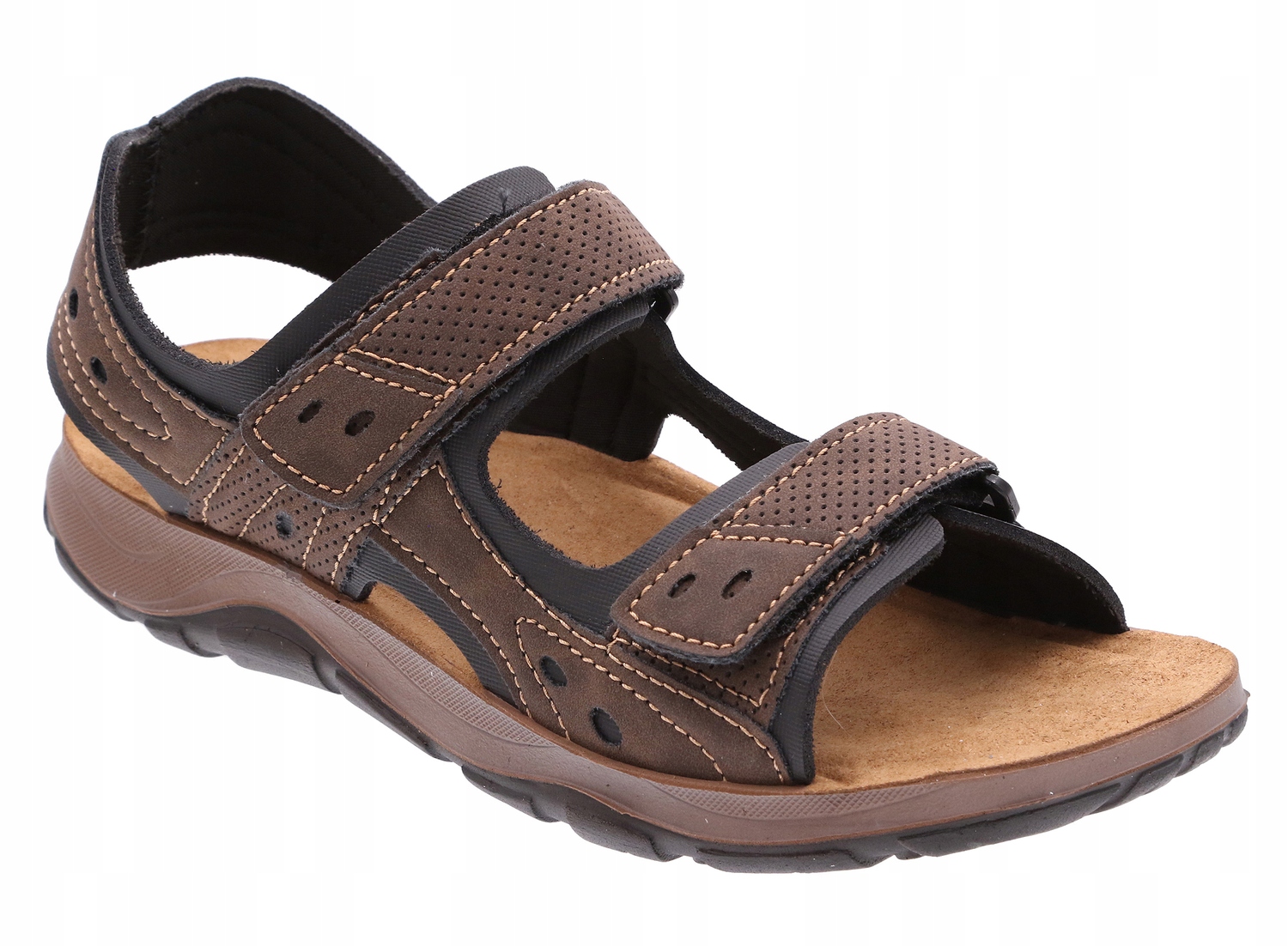 Pánské Sandály Inblu TO-08 Eko Kůže Pohodlné Sportovní Suché Zipy Hnědá 42