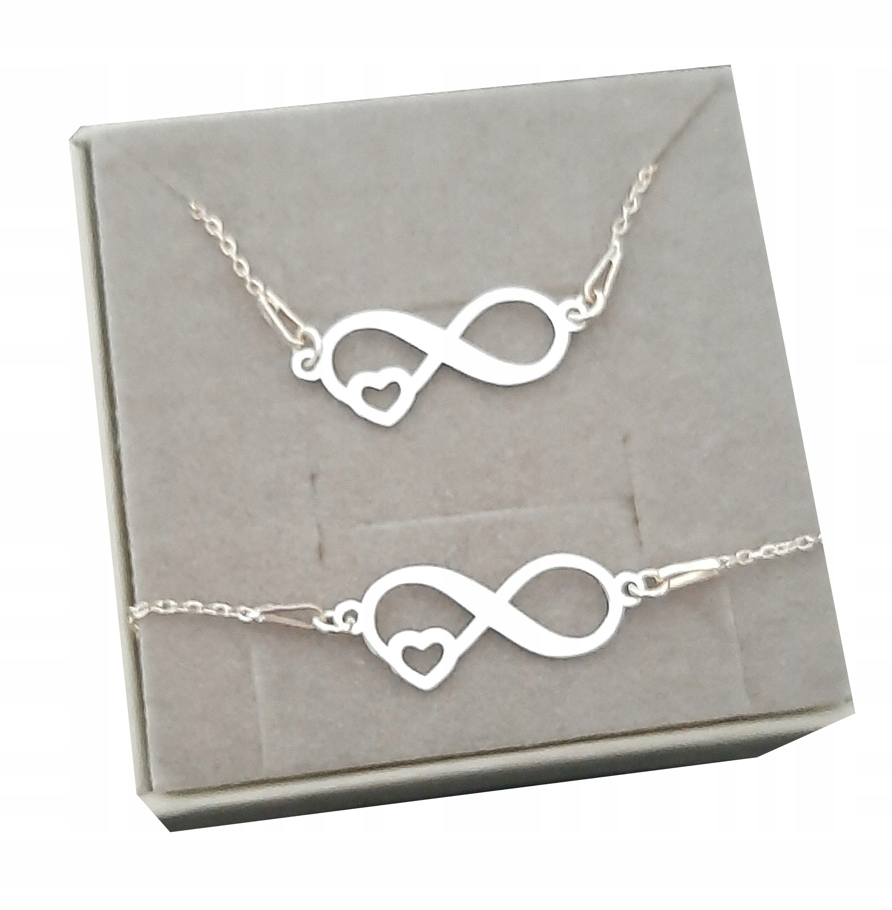 Komplet nekonečno srdce stříbro 925 Gravírování