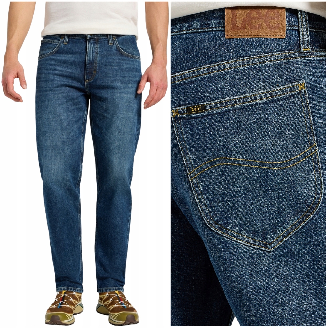 Lee Oscar Eclipse Blue volné zúžené džínové kalhoty bez streče W34 L32