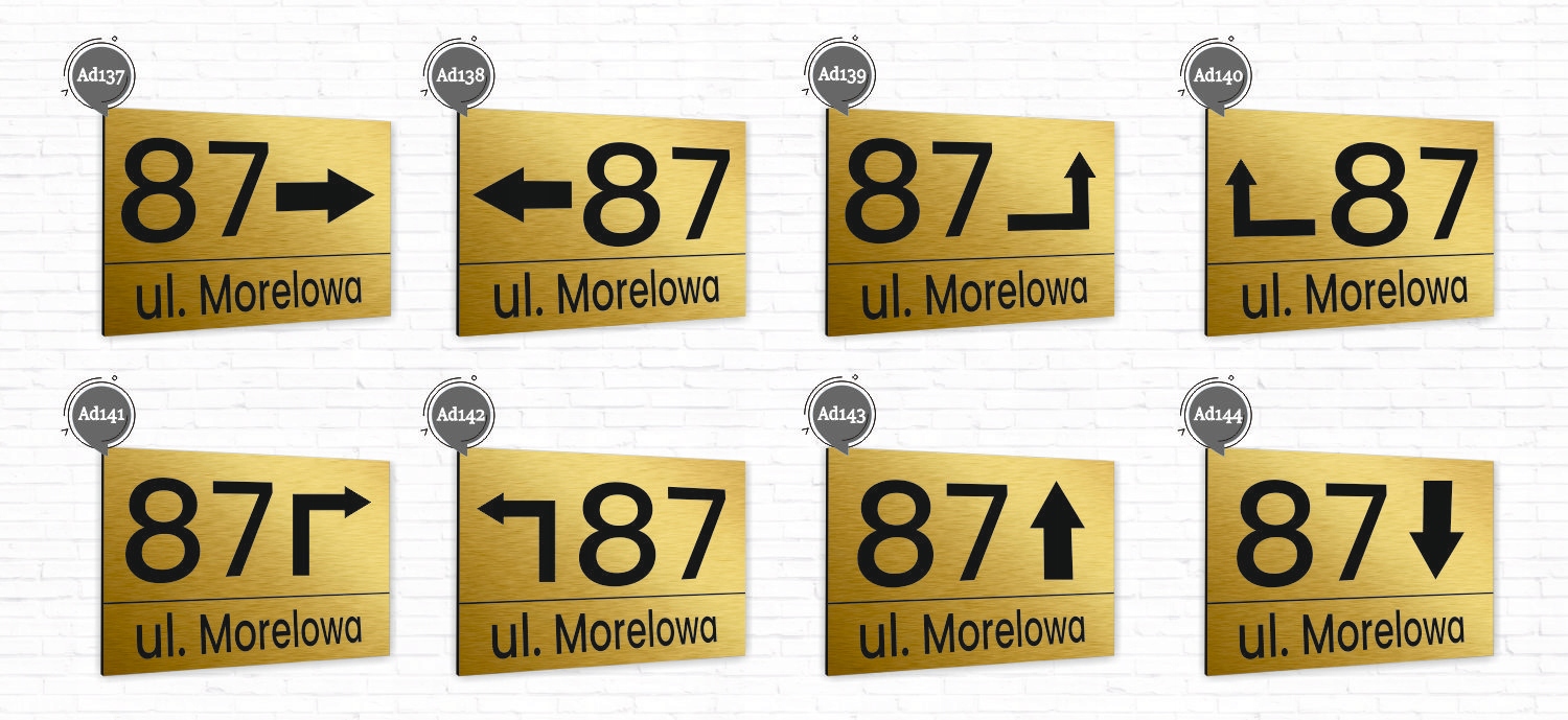 TABLICZKA tablica adresowa NUMER DOMU strzałka Materiał aluminium