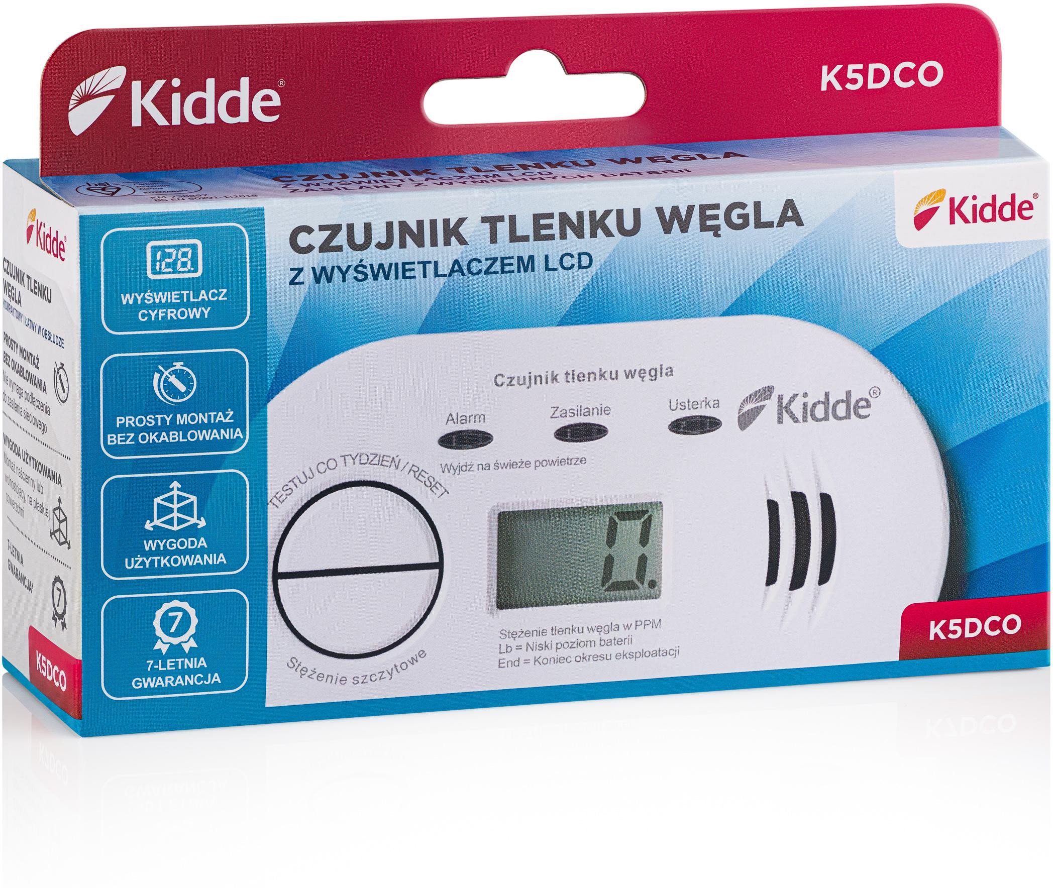Detektor Oxidu Uhelnatého Kidde K5DCO S LCD Displejem