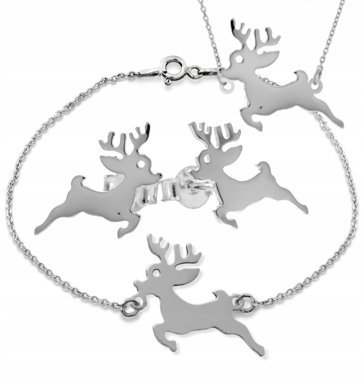 Stříbrný Komplet Vánočních Sobů 925 Jako Dárek