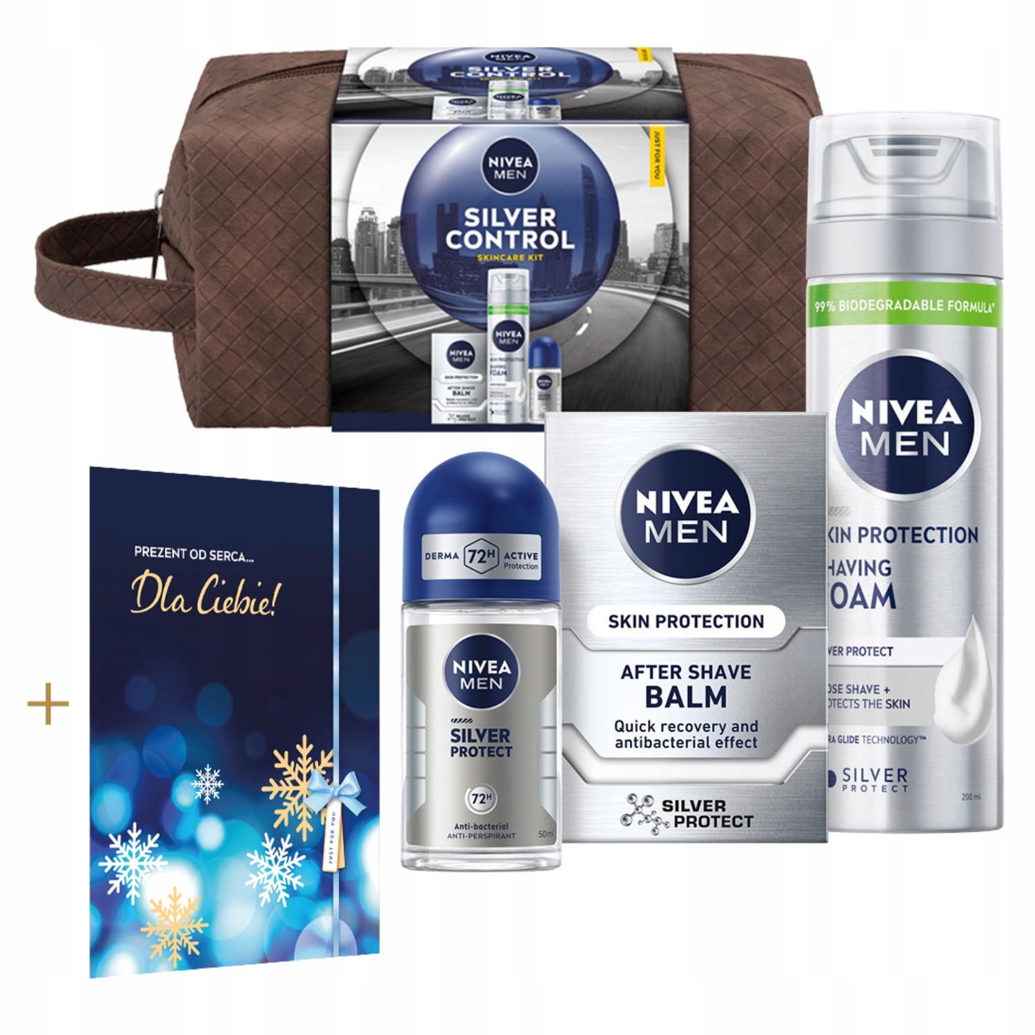 Nivea Men Silver Zestaw Prezentowy Kosmetyków dla mężczyzn+ Kartka