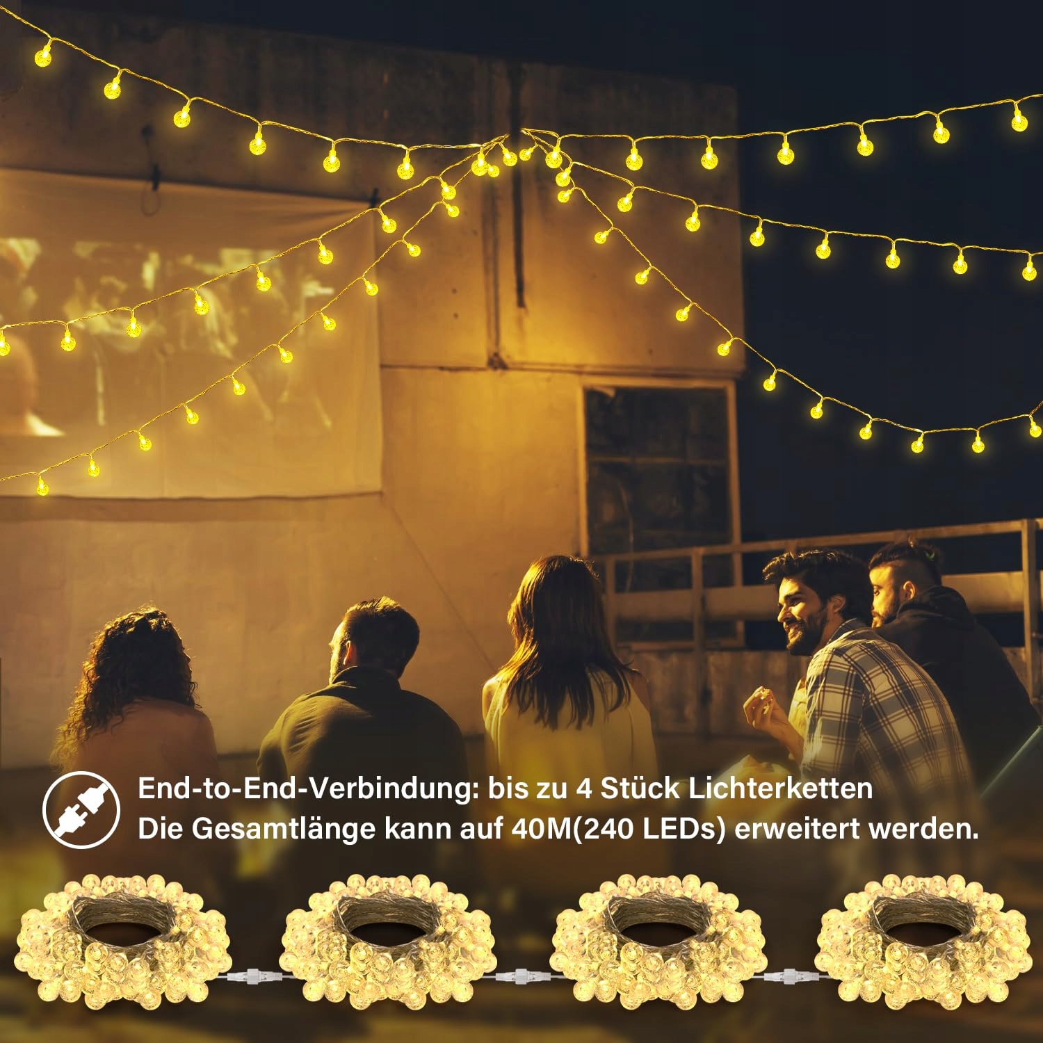 STARRYEVER 120 LED Lampki Zewnętrzne 20M 24 Kolory Kryształowe Kule — miniatura 6