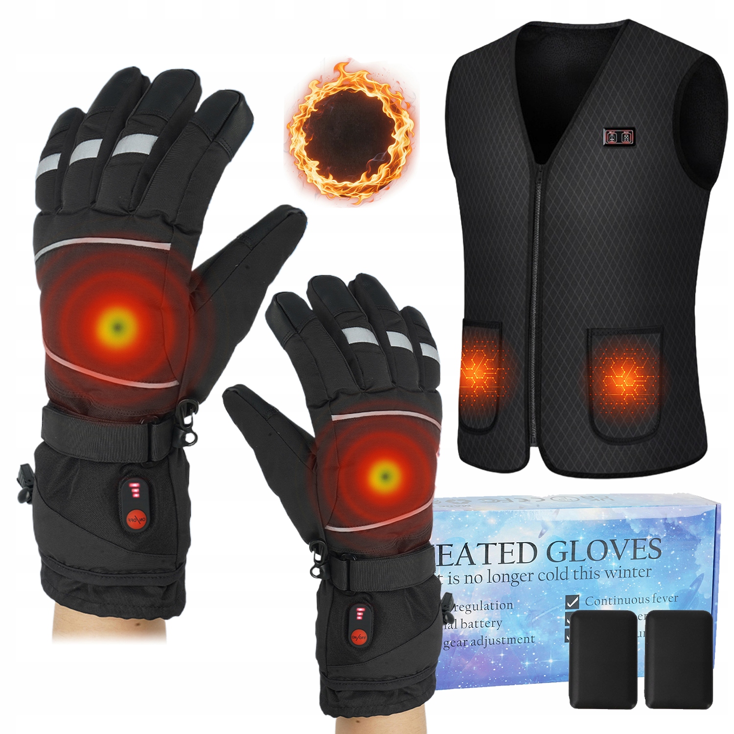 Podgrzewana Kamizelka I Rękawice Grzewcze 9 Stref 3 Poziomy Komplet Na Zimę