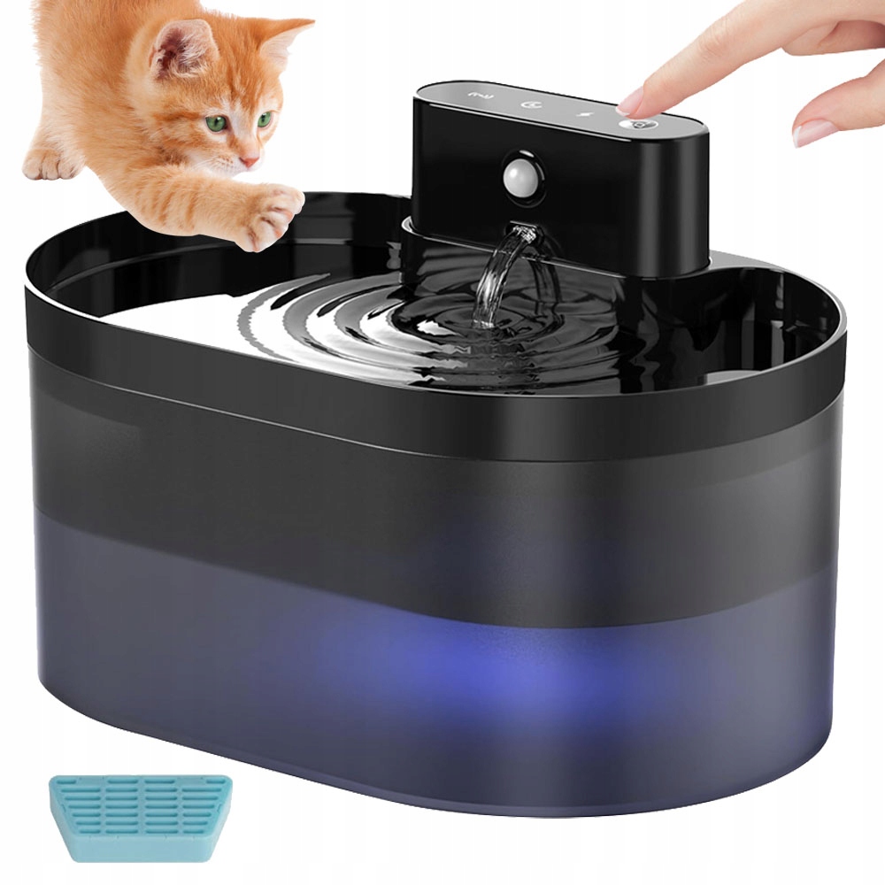 Levně 2,2 L Fontána Napáječka Vody Pro Zvířata Kočky Psa Auto Cirkulace Černá