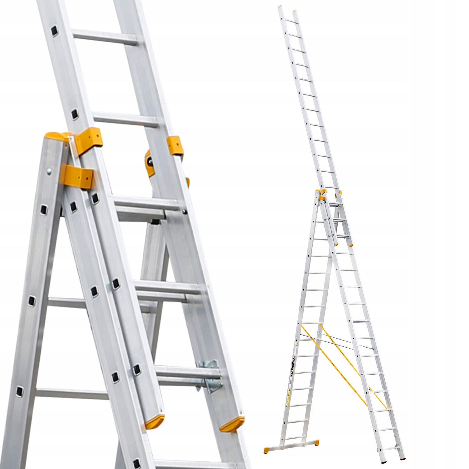 Premium Drabina wielofunkcyjna 3x15 Aluminiowa 12,35m 15 Szczebli Hak