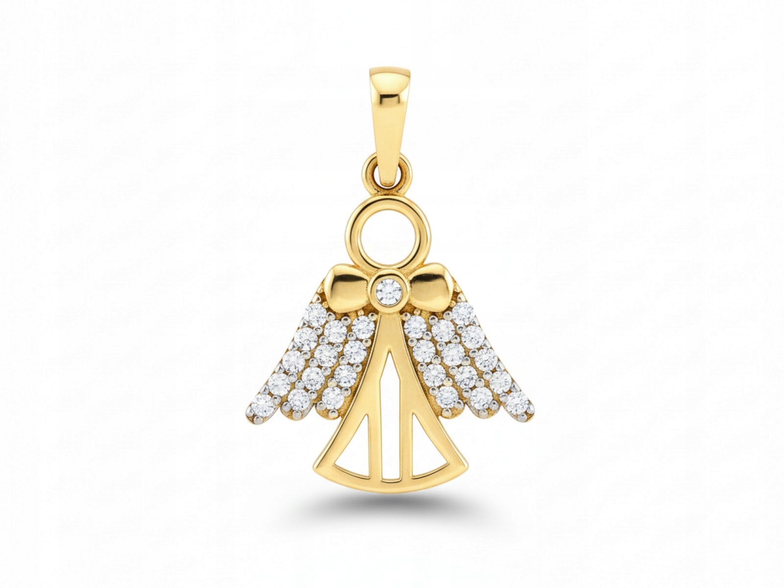 Zlatý přívěsek anděl 585 s Bílými zirkony Anděl 1.02g 14k