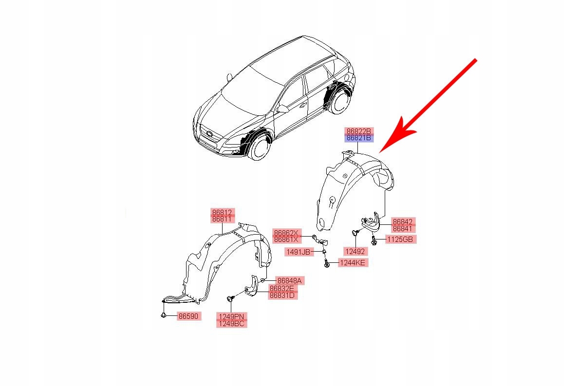 подкрылки Задний левый CEED PROCEED 3DR 2007–2012 868211H210