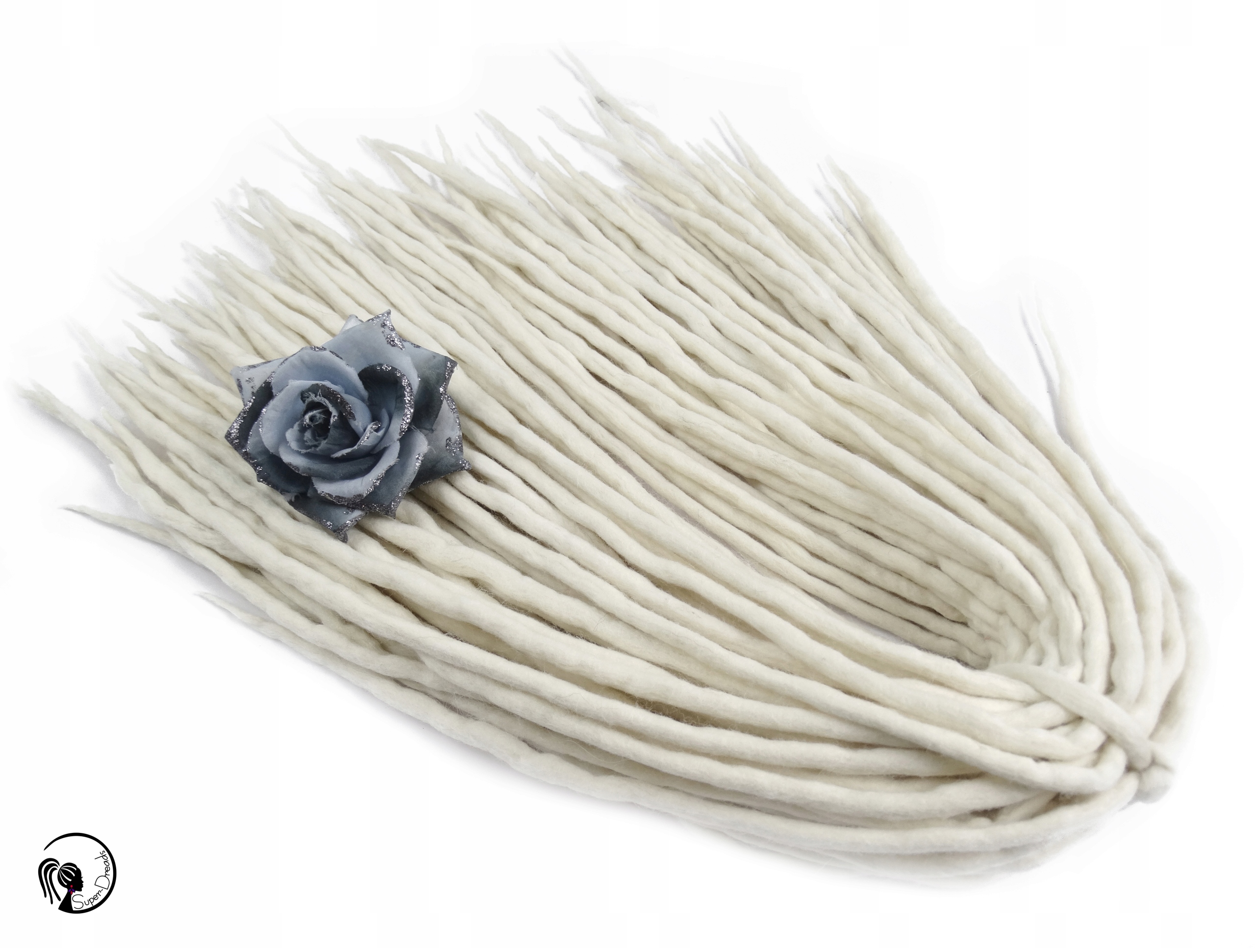 Dredloky Dredy vlněné, bílé, Zimní Aura, 40 kusů