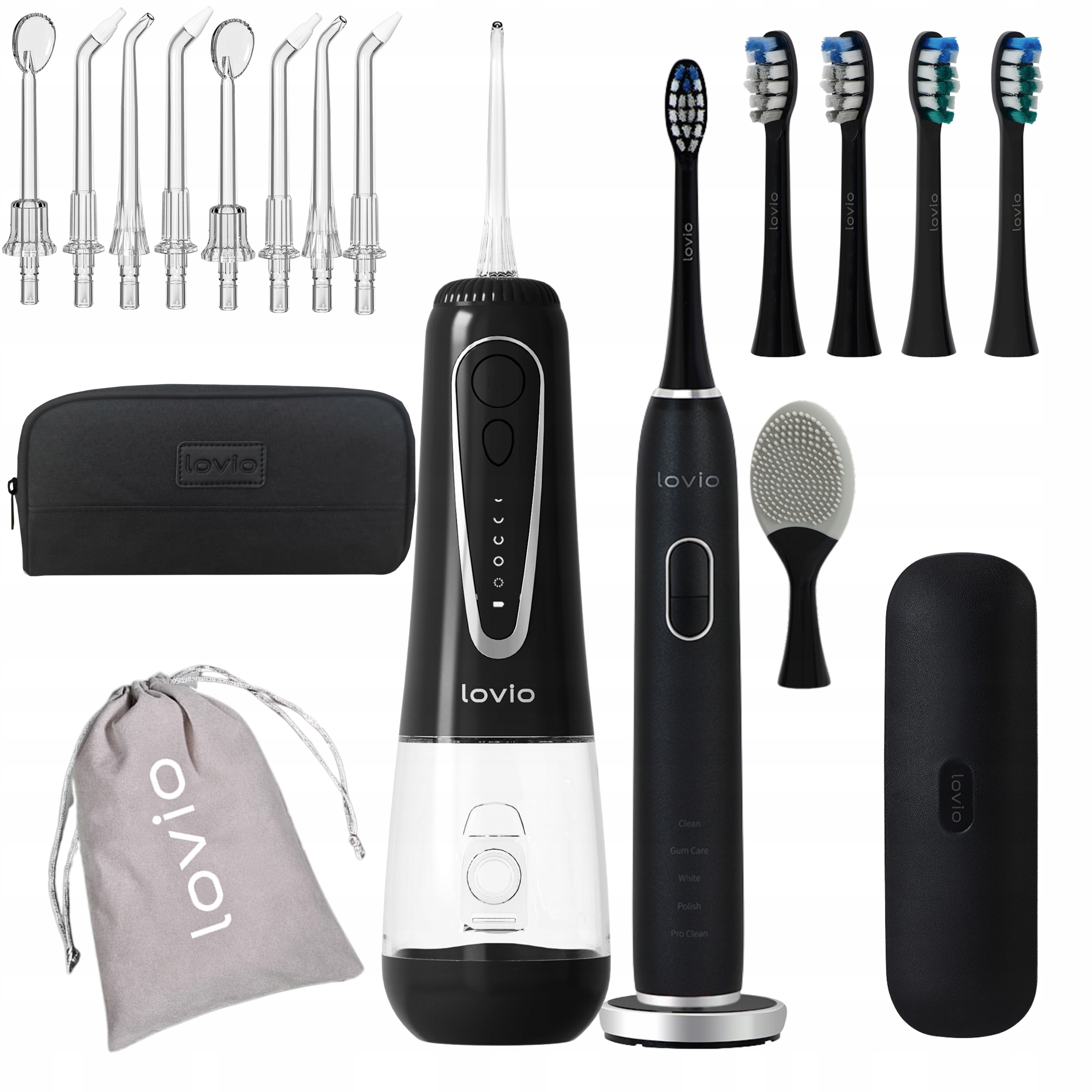 Szczoteczka Soniczna Irygator Do Zębów Lovio Pro IPX8 Etui końcówki
