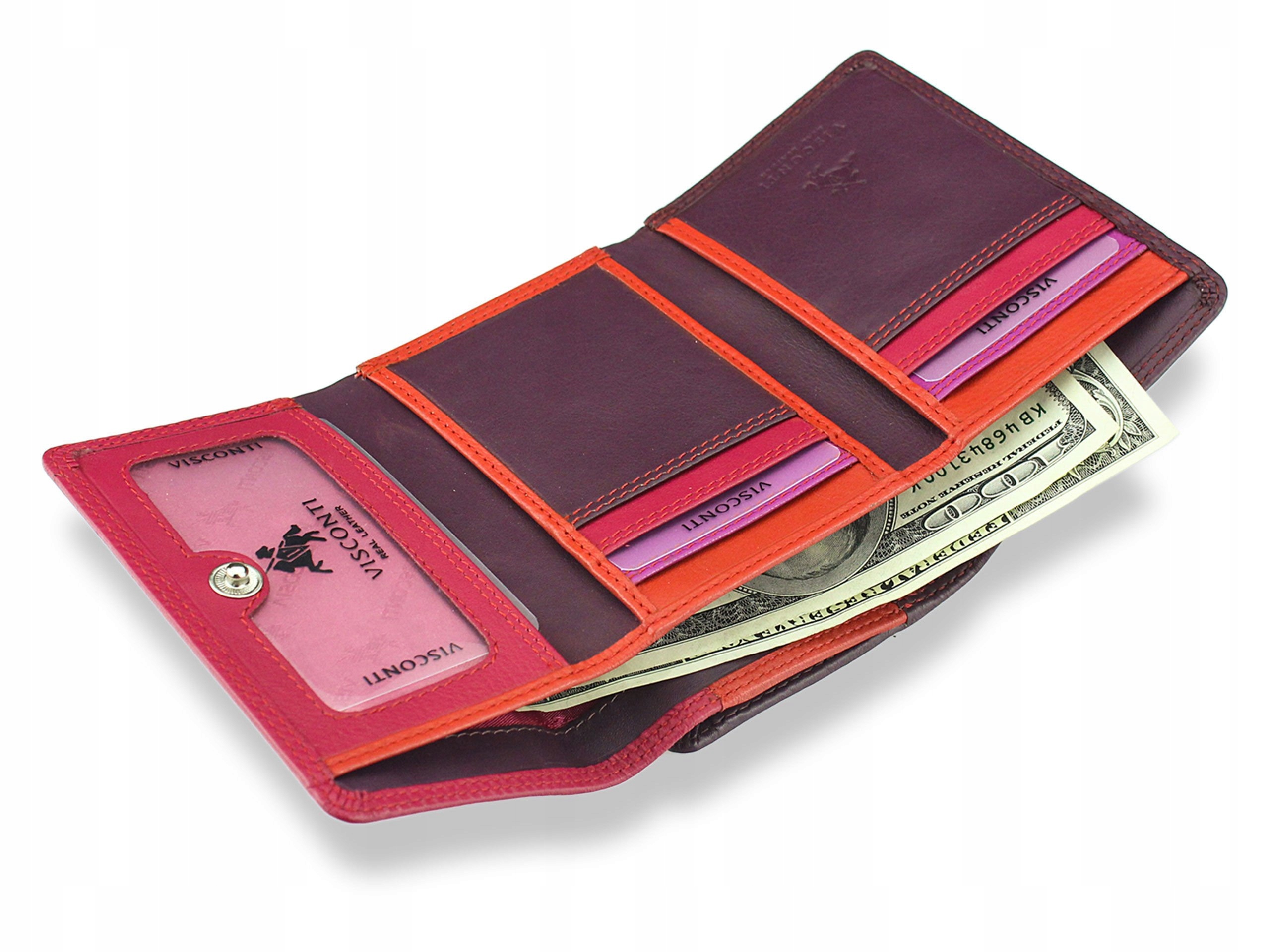 Visconti Dámská kožená peněženka Rainbow RB39 Švestka Multi