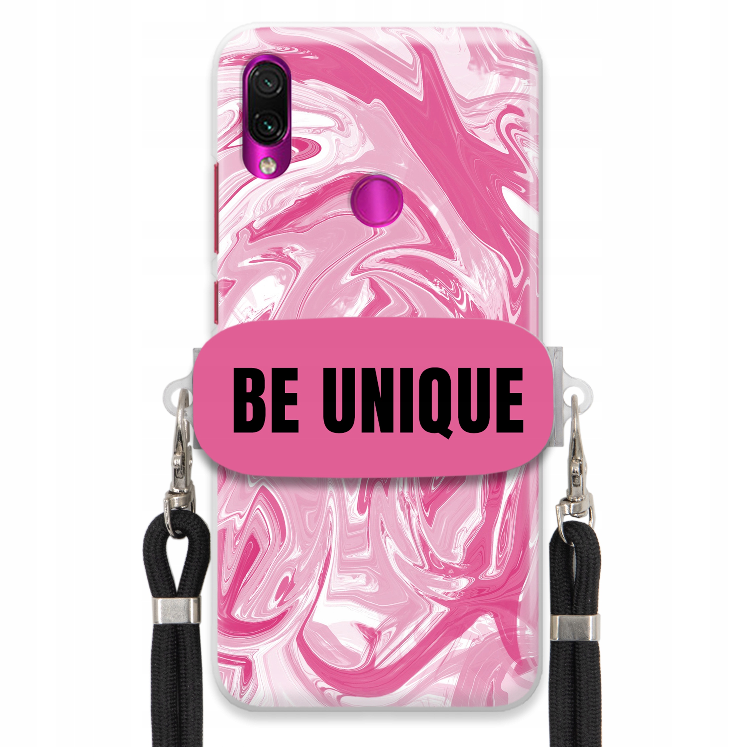 Pouzdro pro Xiaomi Redmi Note 7 Case úchytka Šňůrka Černá Růžová Mramorová Unique