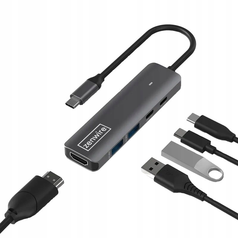 

Hub Usb-c 5W1 Hdmi 4K 60Hz Usb 3.0 M1 Led Pd 100W