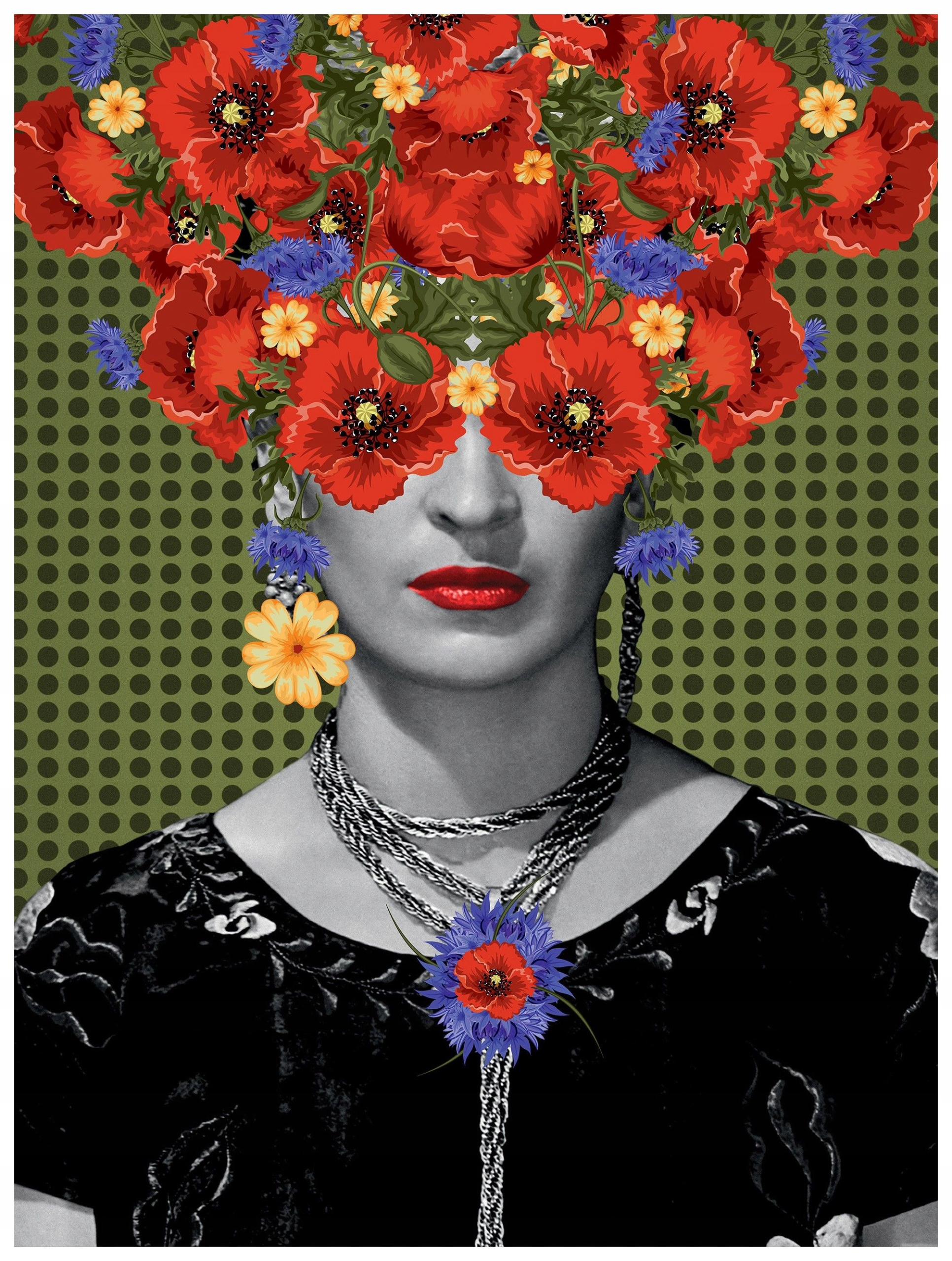 Fototapeta Frida Kahlo portrét v kvetoch vinylová 184x254 lepidlo