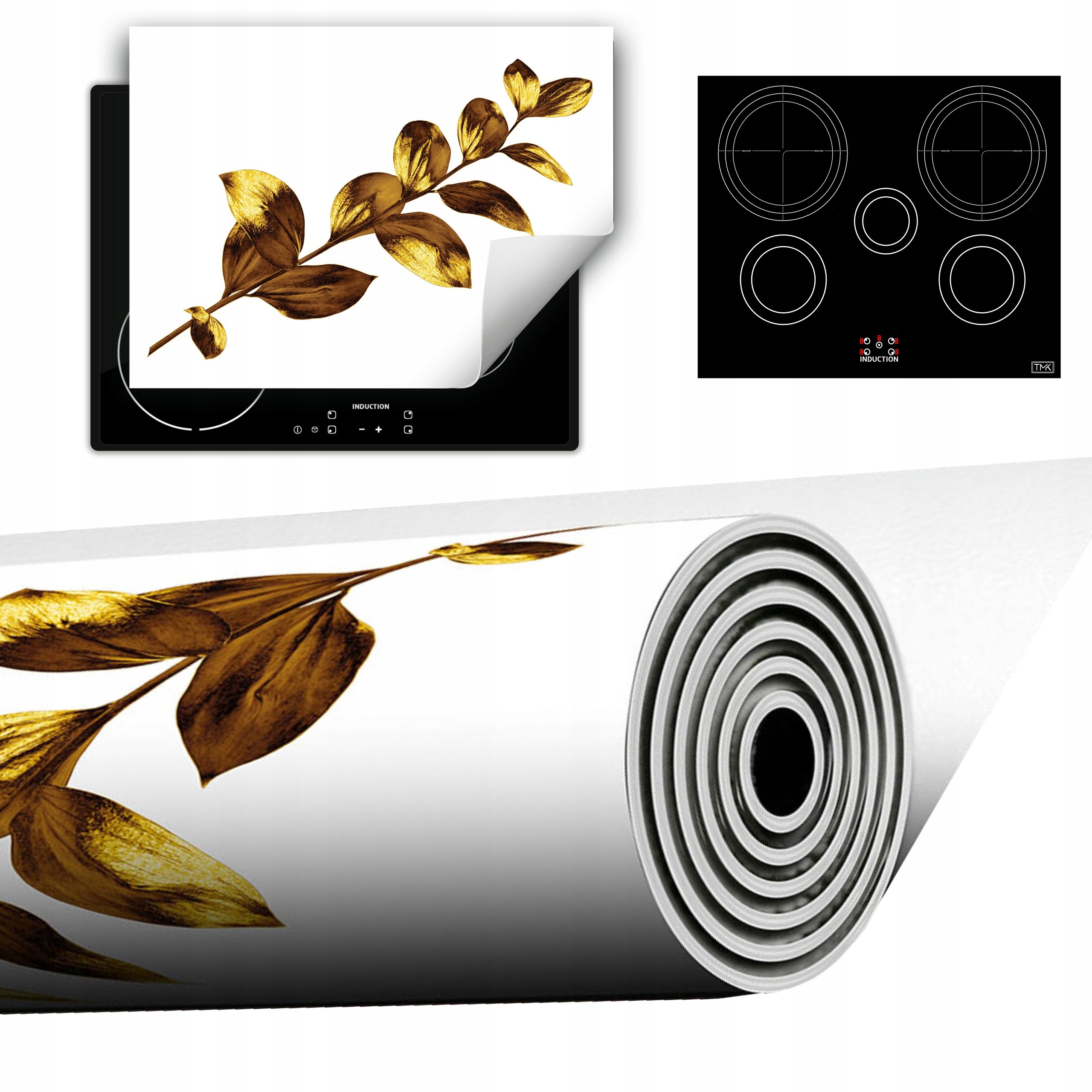Vinylová Podložka Do Kuchyně Více Místa 70x52 bílá zlatá květina