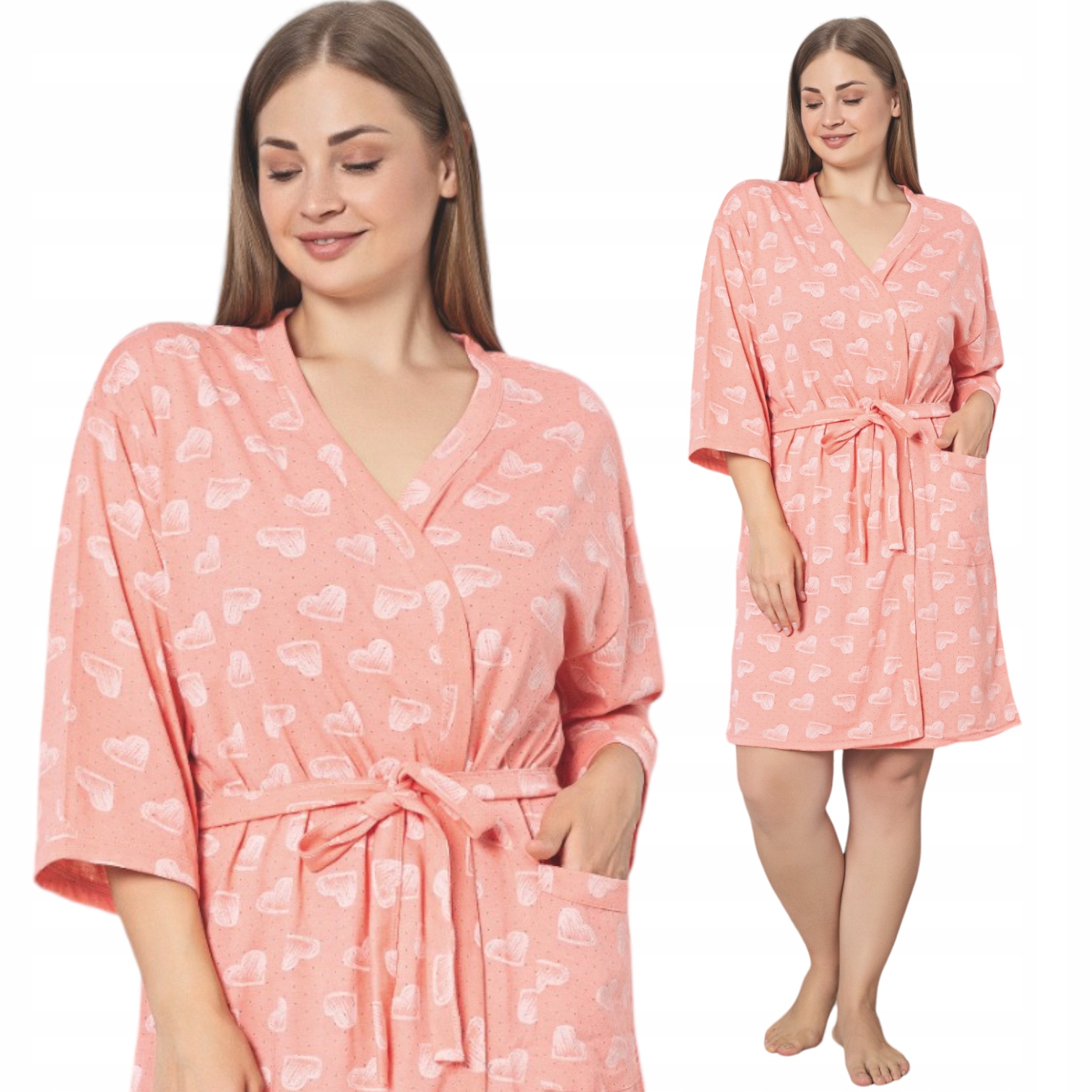 SZLAFROK DAMSKI DUZE ROZMIARY CIENKI BAWEŁNIANY