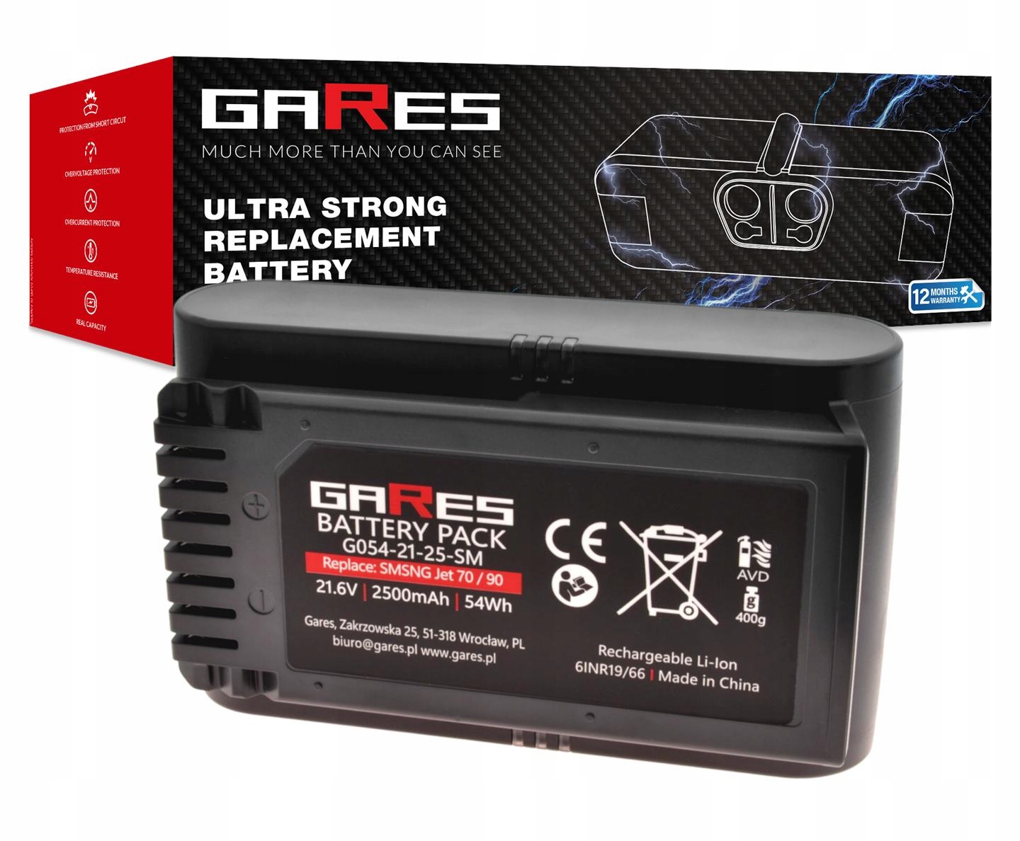 Akumulátor Gares pro Samsung Jet 70 90 21,6V 2,5Ah