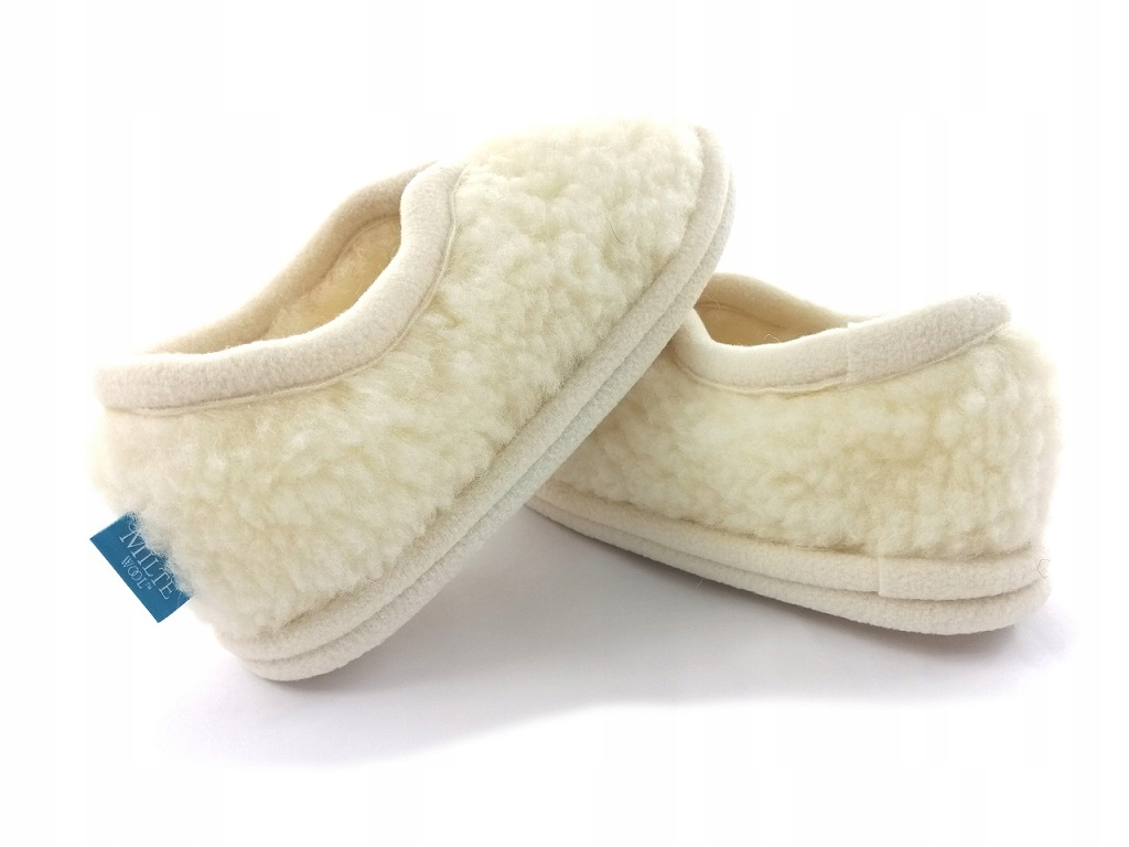 

Pantofle ciapy wełniane Merynos R 36 Kapcie Ecru