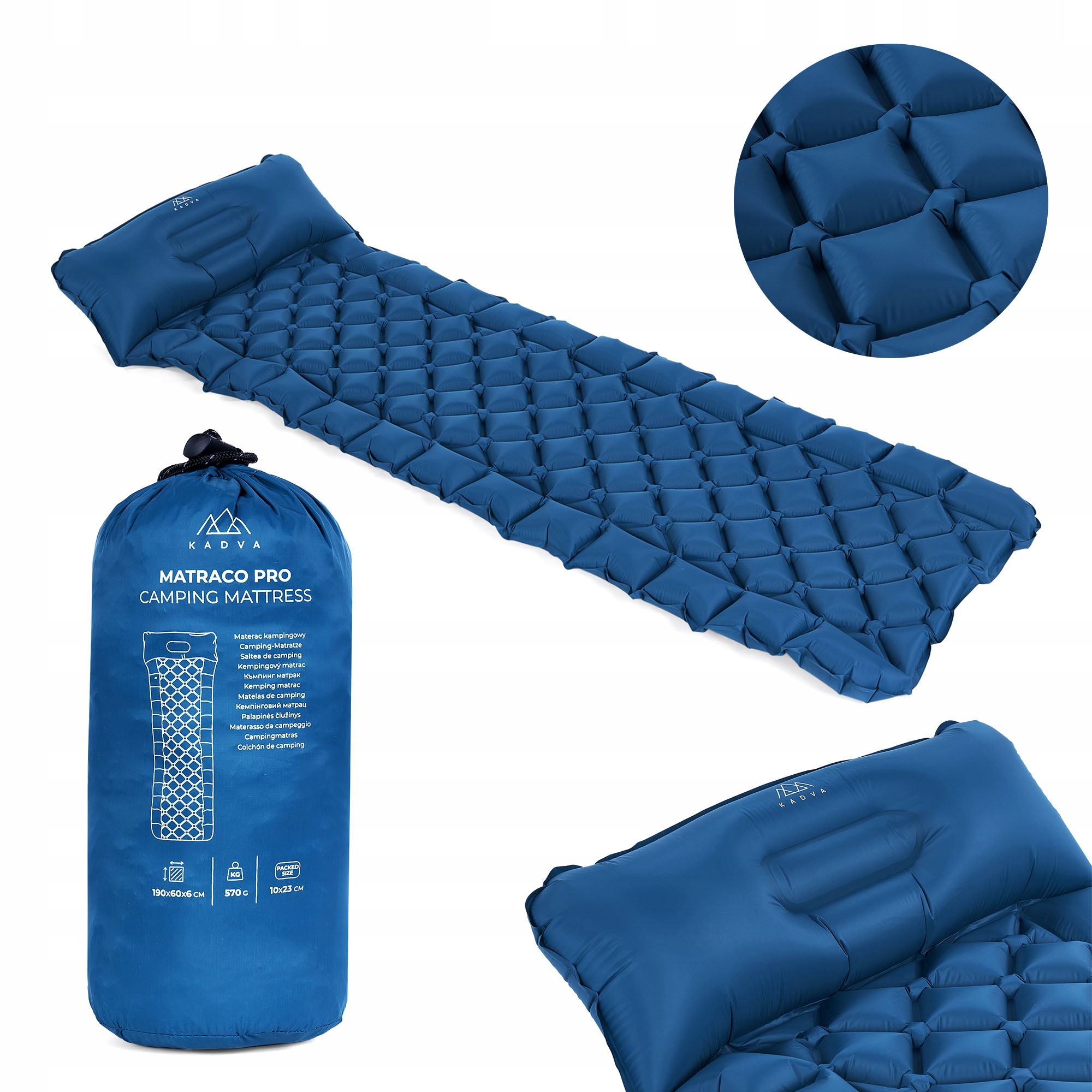 Materac dmuchany KADVA Matraco Pro granatowy OS POKROWIEC TURYSTYCZNY MATA