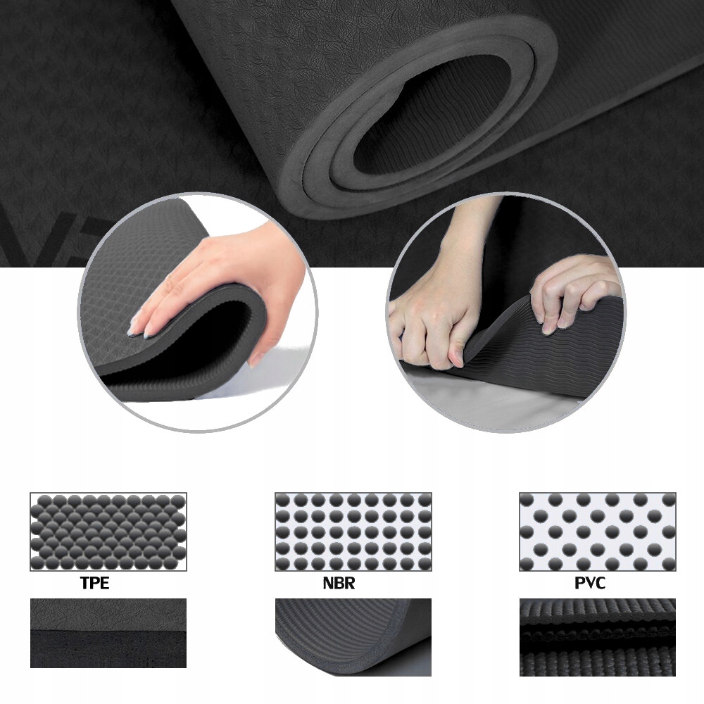 Mata do ćwiczeń jogi antypoślizgowa karimata gruba 1CM TPE WYSOKA JAKOŚĆ Długość 183 cm