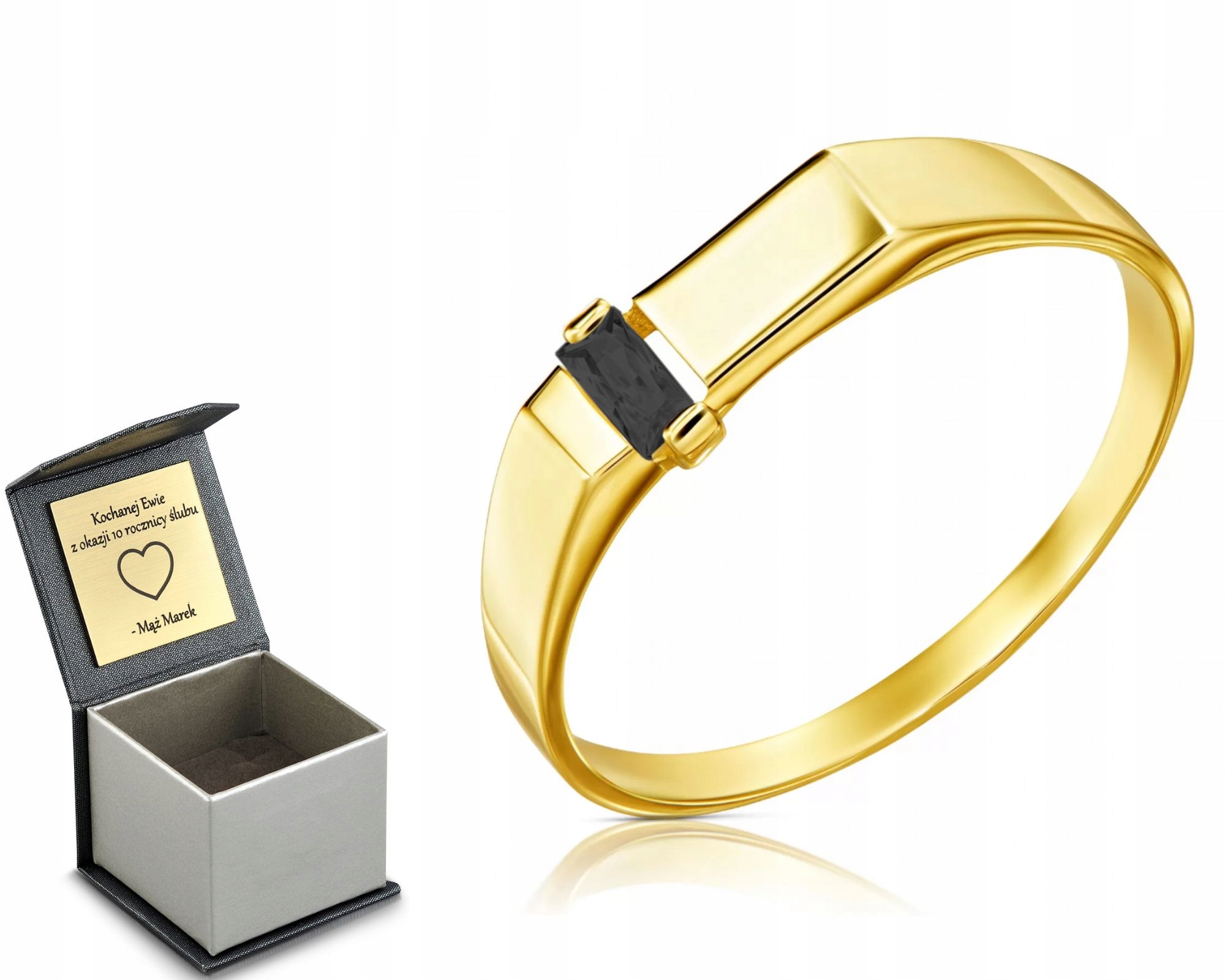 Zlatý Prstýnek S Černým Kamenem V Ryzosti Zlata 585 Dárek