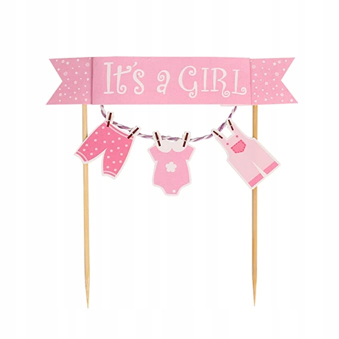 

Topper na tort baby shower It's A Girl różowy