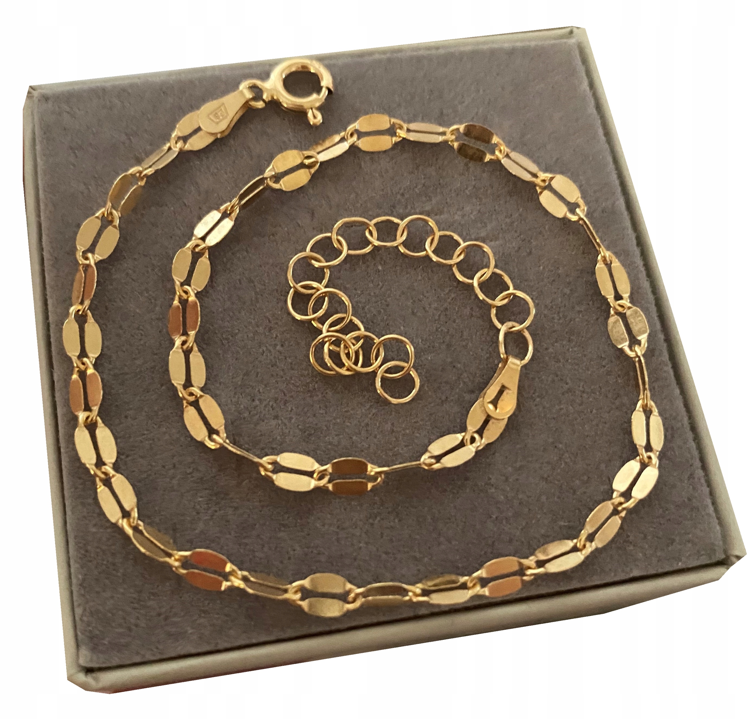 

Śliczna złota bransoletka na nogę srebro blaszki