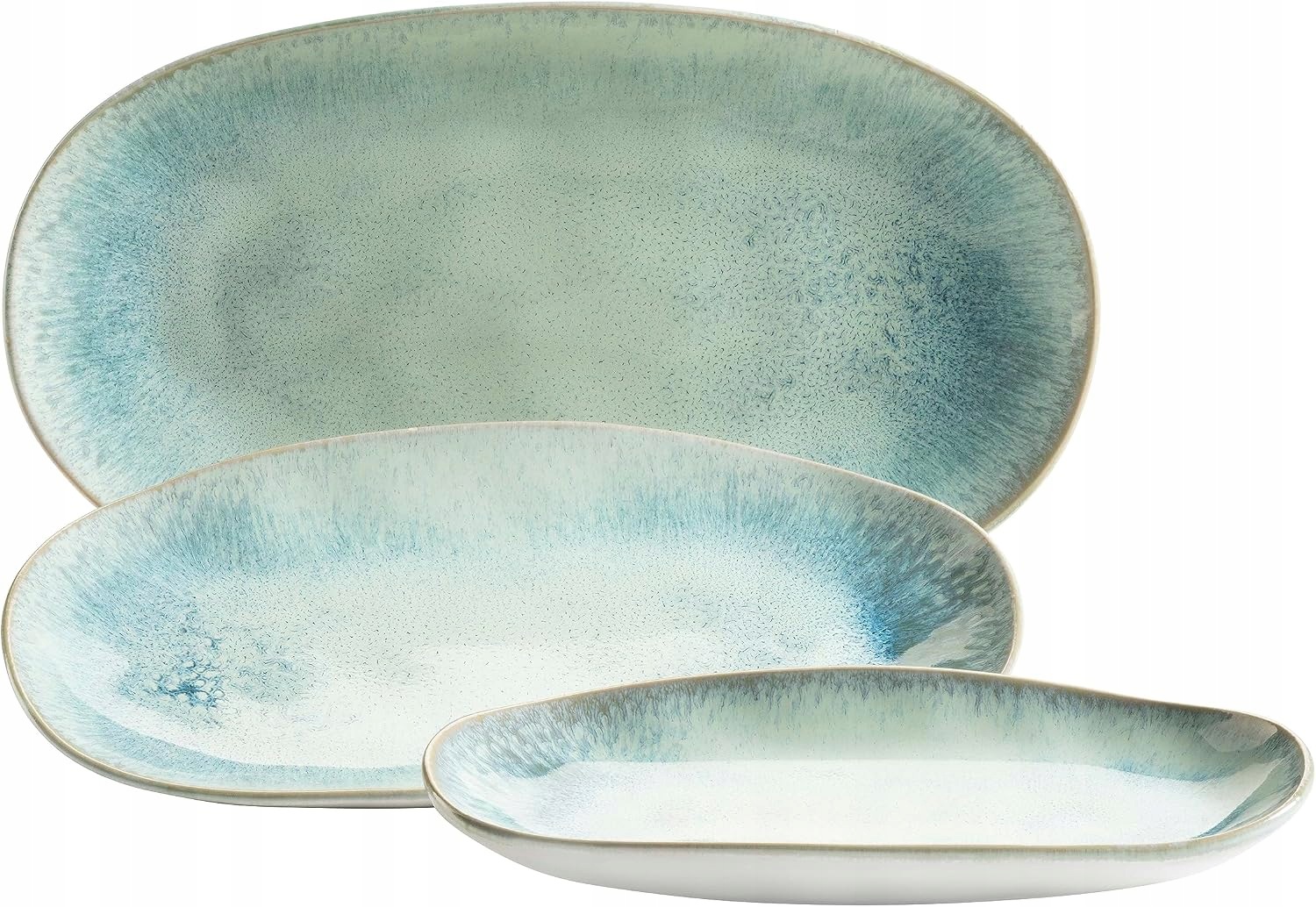 Sada 3 Servírovacích Talířů Mäser Frozen Green Kamenina Vintage