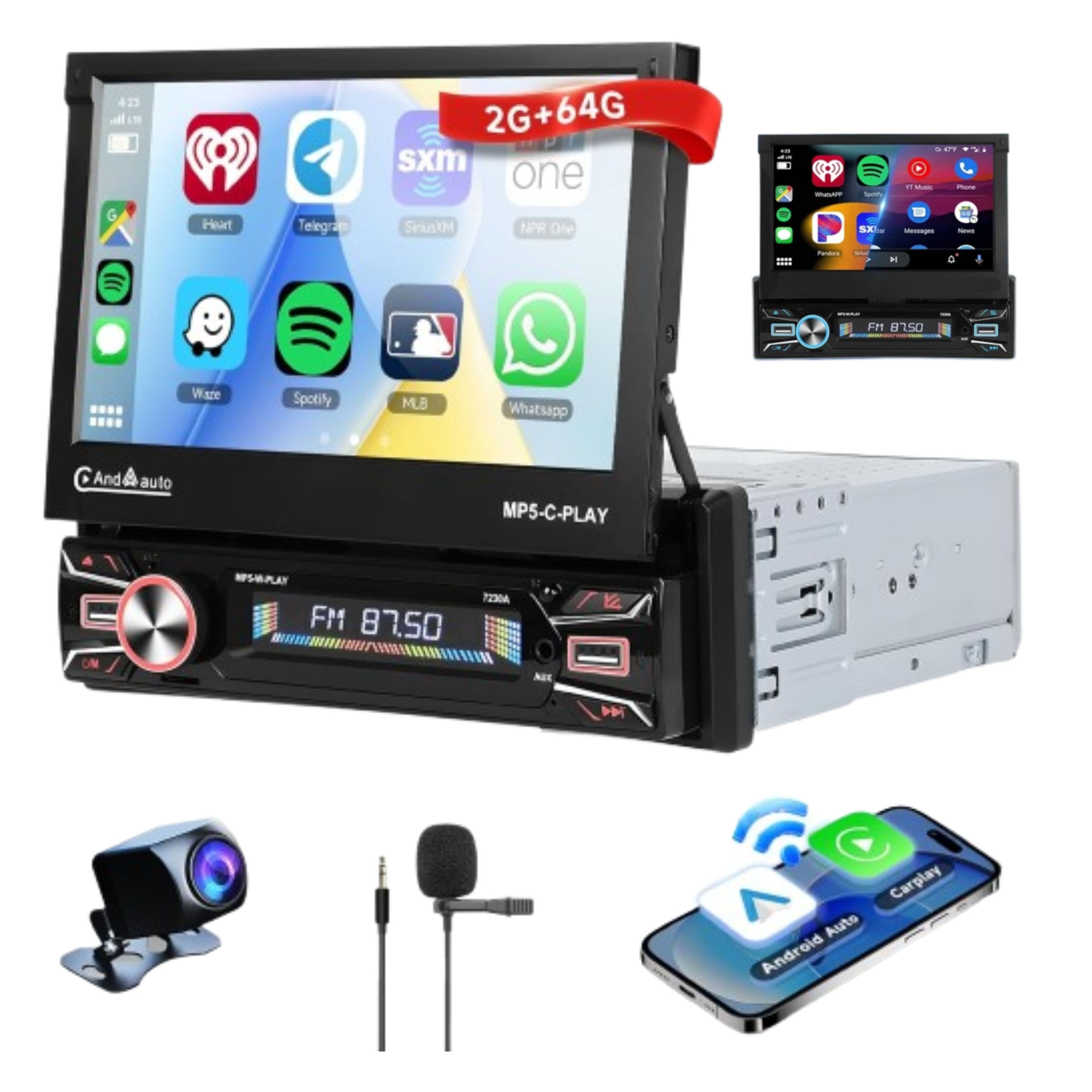 1 Din rádio do auta s Androidem Bezdrátové CarPlay Android Auto WiFi