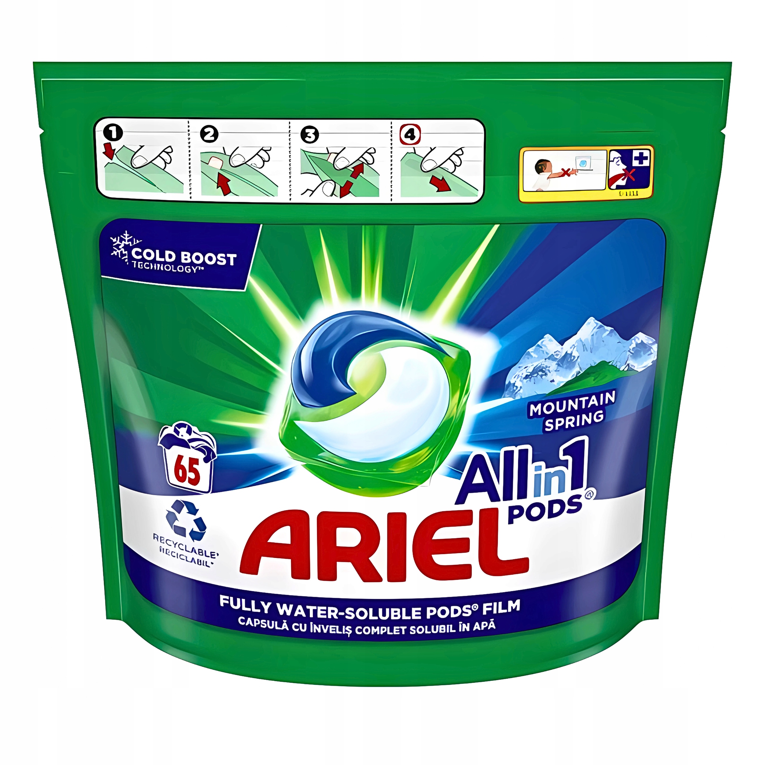 Levně Ariel 65 ks 3v1 prací kapsle Mountain Spring