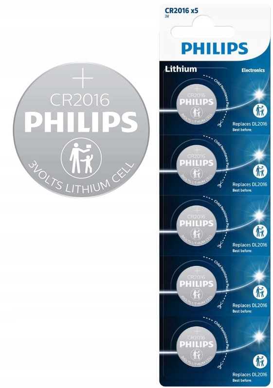 5x Bateria Baterie Litowa 3V Philips CR2016 DL 2016