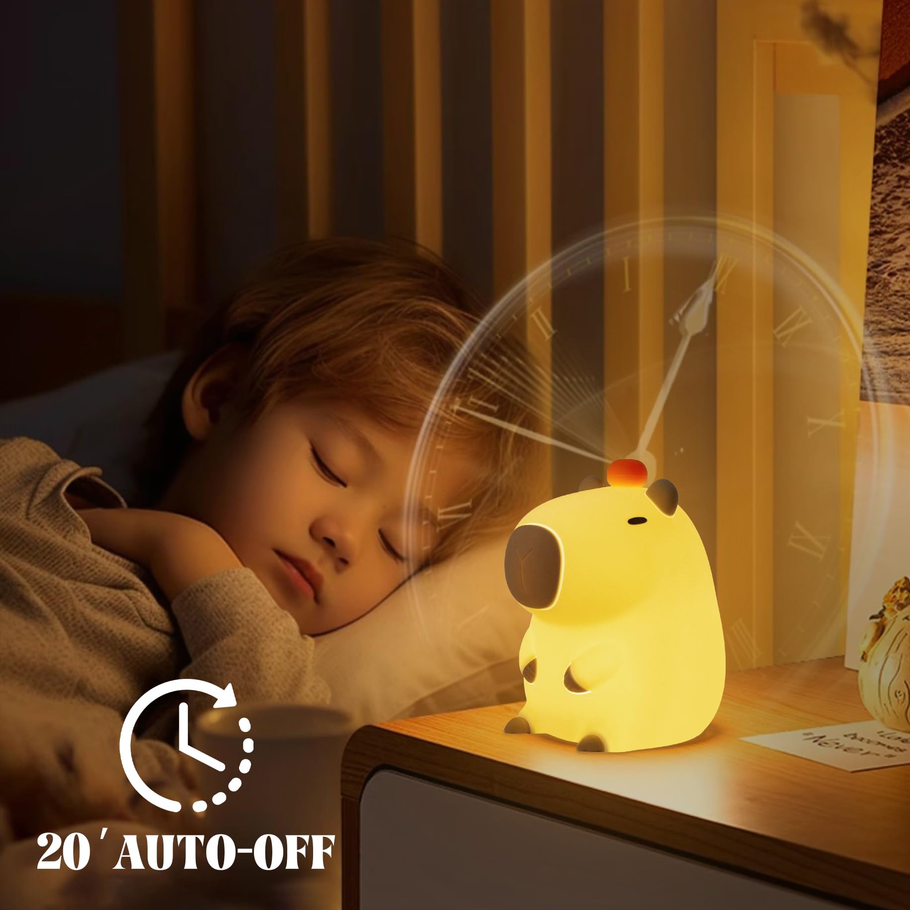 YUANDIAN Lampka Nocna Kapibara Dotykowa Dimmowalna Dla Dzieci i Nastolatków — miniatura 3