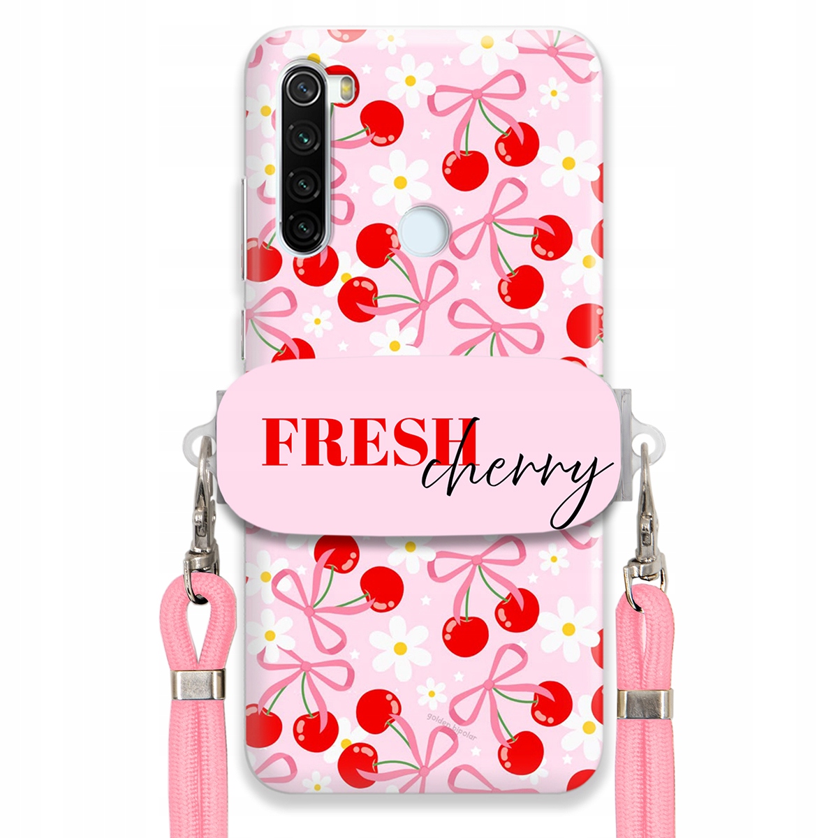 Puzdro pre Xiaomi Redmi Note 8T Case Držiak šnúrok Ružový Fresh Cherry Kokardy