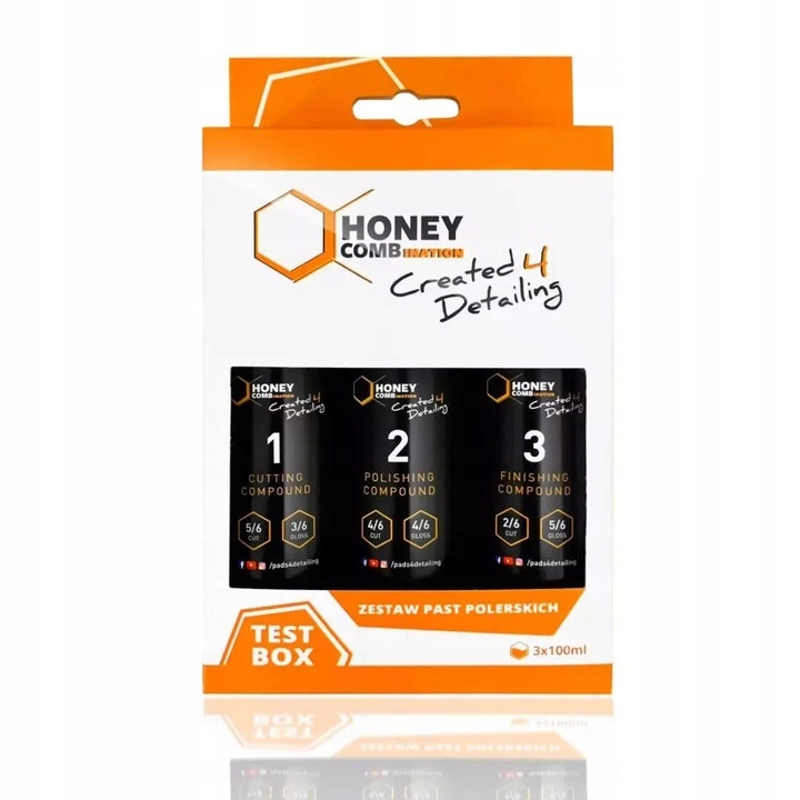 Zestaw Past Polerskich Honey Test Box polerka lakieru 3x100ml 1 2 3