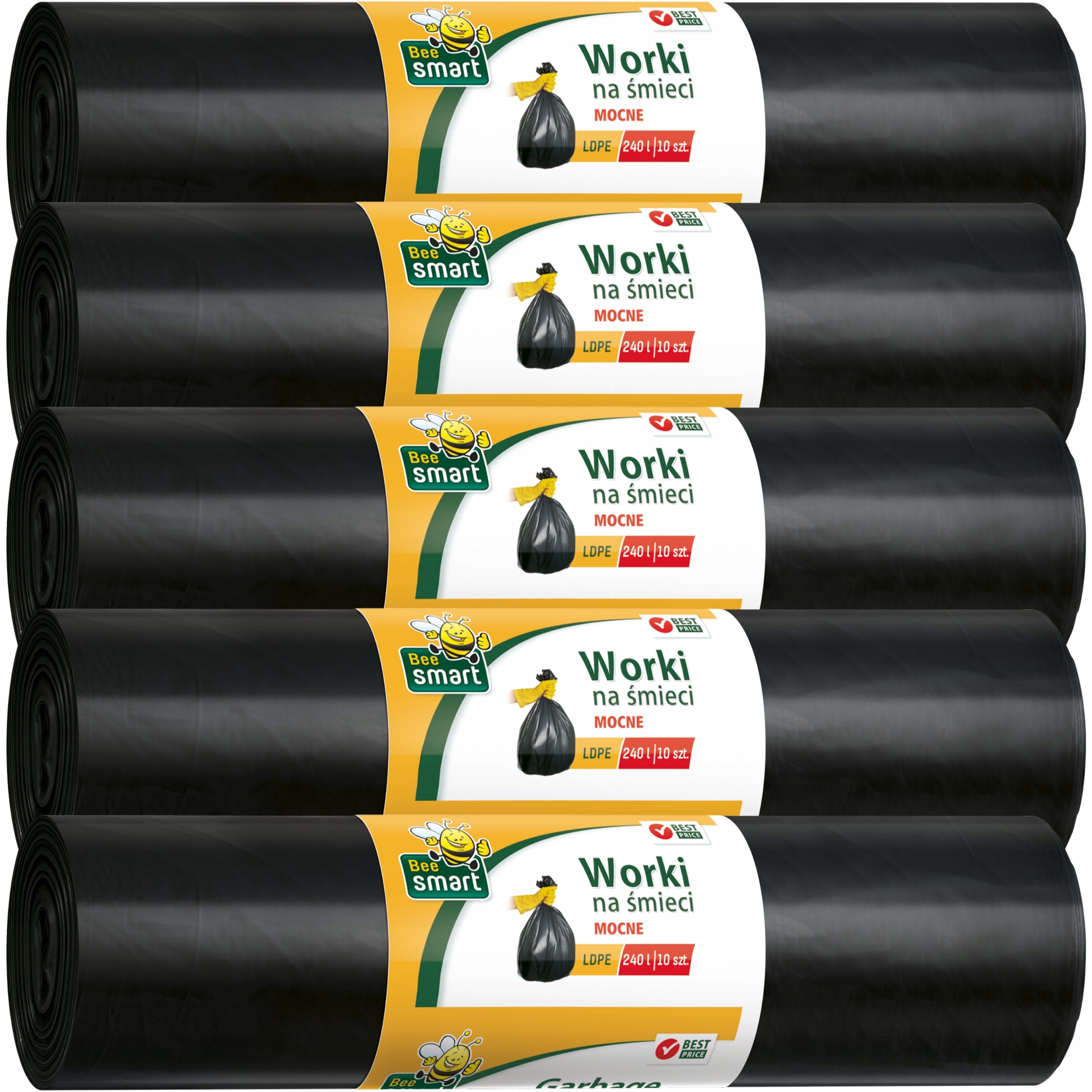 Levně pytle na odpadky Silné BeeSmart 240L 50 ks Nepraskající Ldpe