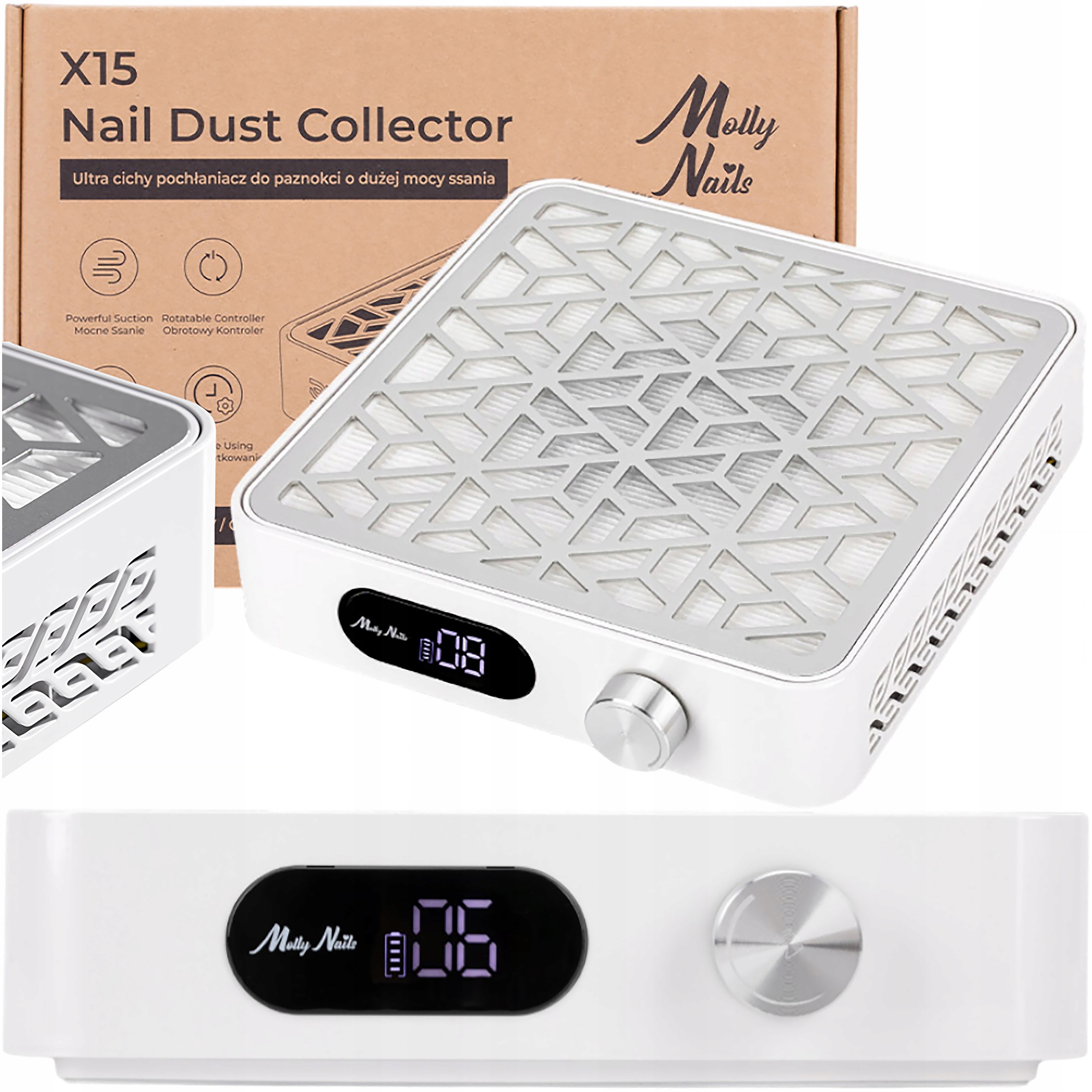 Bezprzewodowy Pochłaniacz Pyłu Do Paznokci Mollynails X15 Kasetowy 32.6W
