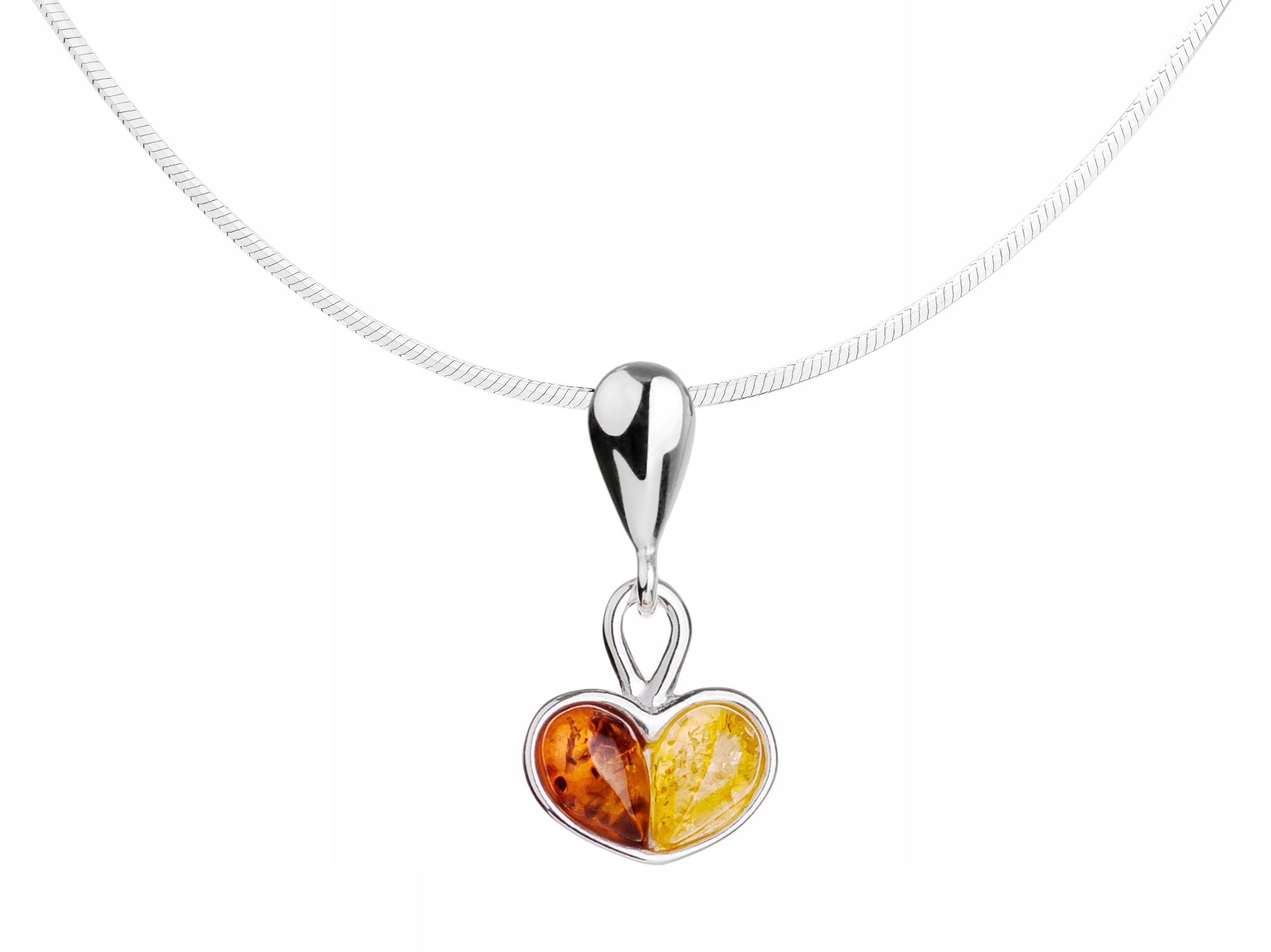 Malý Stříbrný Krátký Dámský Náhrdelník Srdce s Jantarem Srdíčko Choker 40