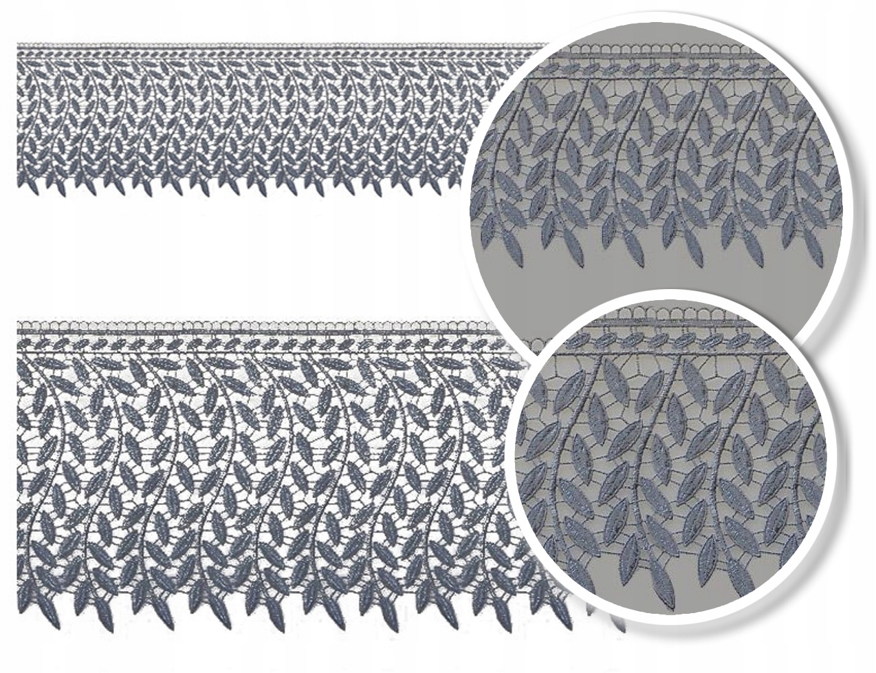 

Gipiura Koronka Firanka Taśma 26-30 CM Biała+szara