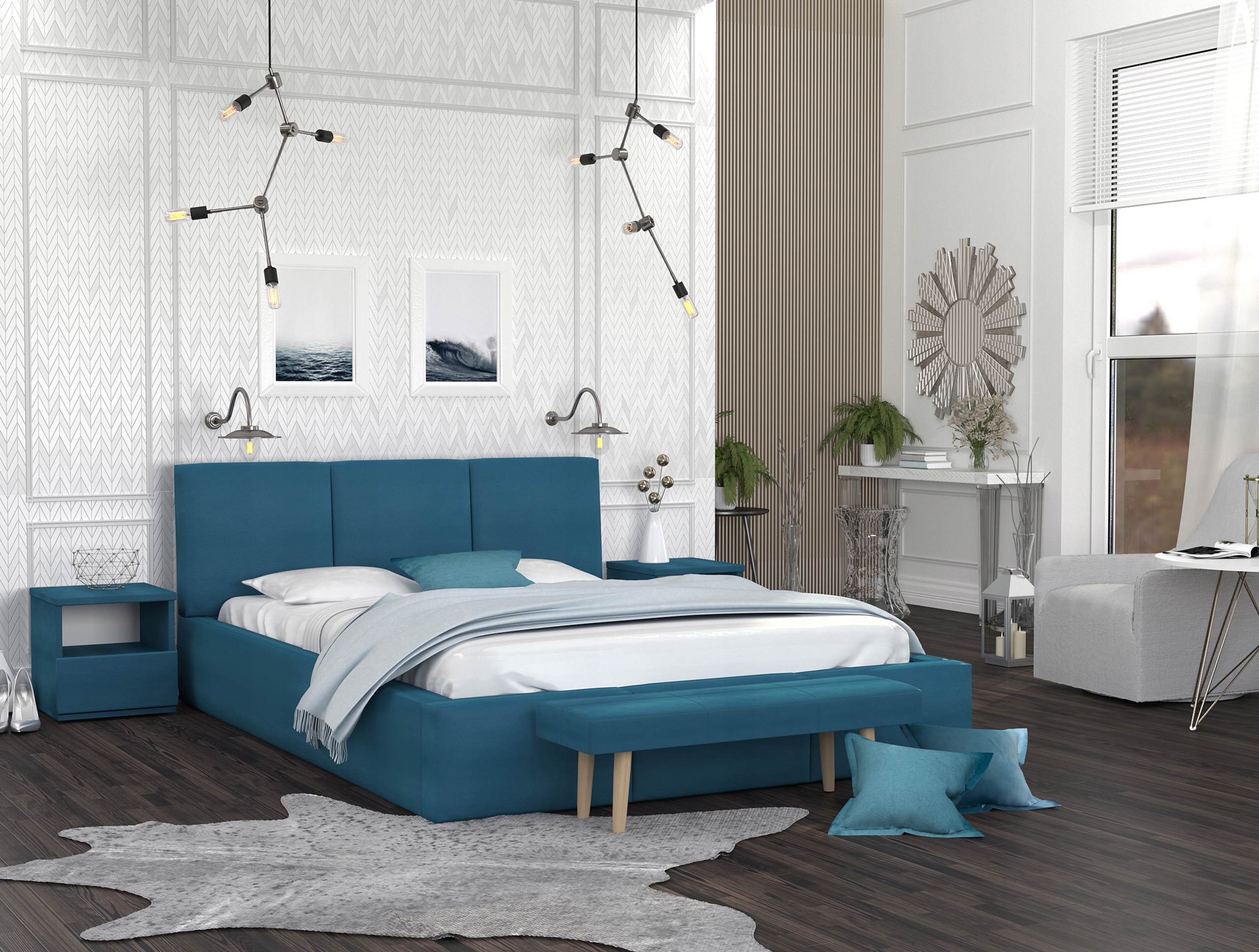 Najlepsze Łóżko tapicerowane 180x200 stelaż metalowy materac Amber