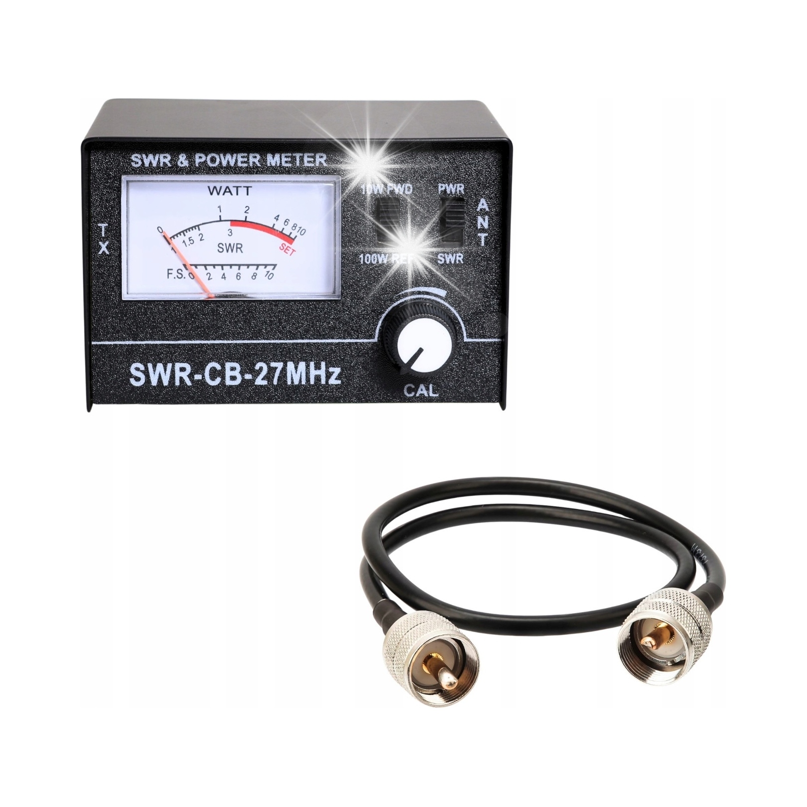 SWR-CB-27MHz reflektometr + KABEL POŁĄCZENIOWY 50cm - miernik SWR/mocy
