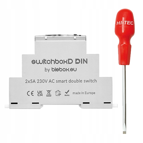 

Włącznik 2-kanały switchBoxD Din 230V WiFi Blebox+
