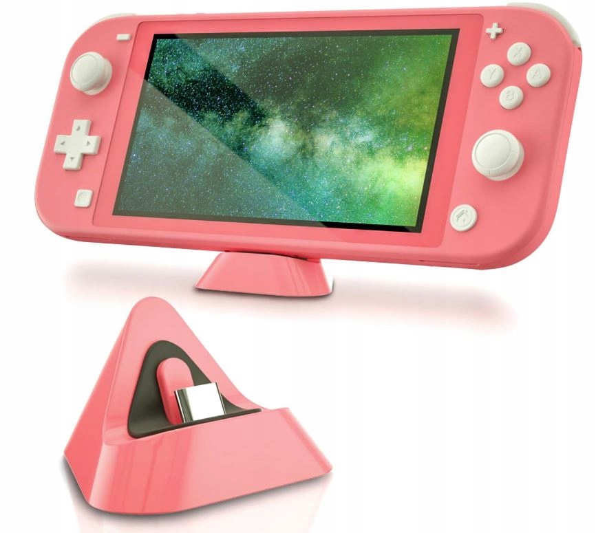 Mini podstawka stacja ładowania Nintendo Switch /NS OLED LITE Coral Różowa