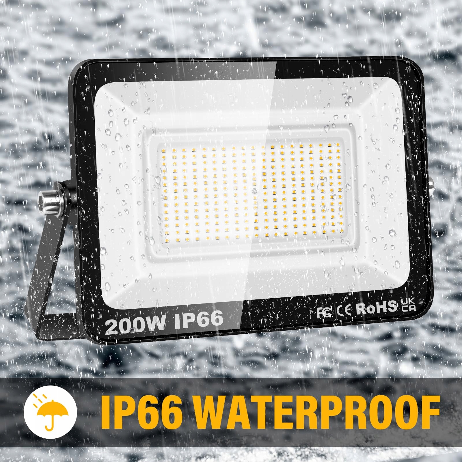 Reflektor LED Zewnętrzny Wodoodporny Do Ogrodu Garażu Ciepły 200W IP66 RIGI — miniatura 4