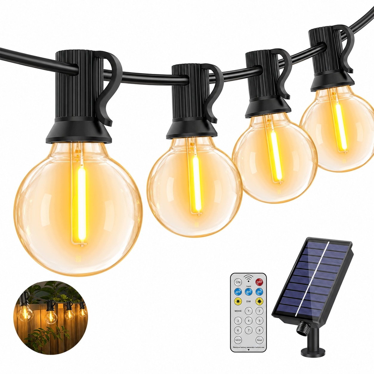 Wodoodporne lampki solarne G40 na balkon taras ogród z wbudowaną baterią