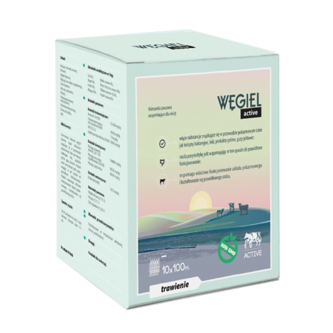 Hamuje Biegunkę U Cieląt węgiel aktywny bentonit Węgiel Active 10x100g