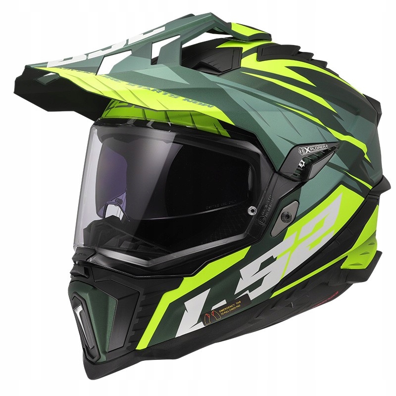 LS2 MX701 Explorer Spire Matná Zeleno-žltá cross enduro off-road prilba M